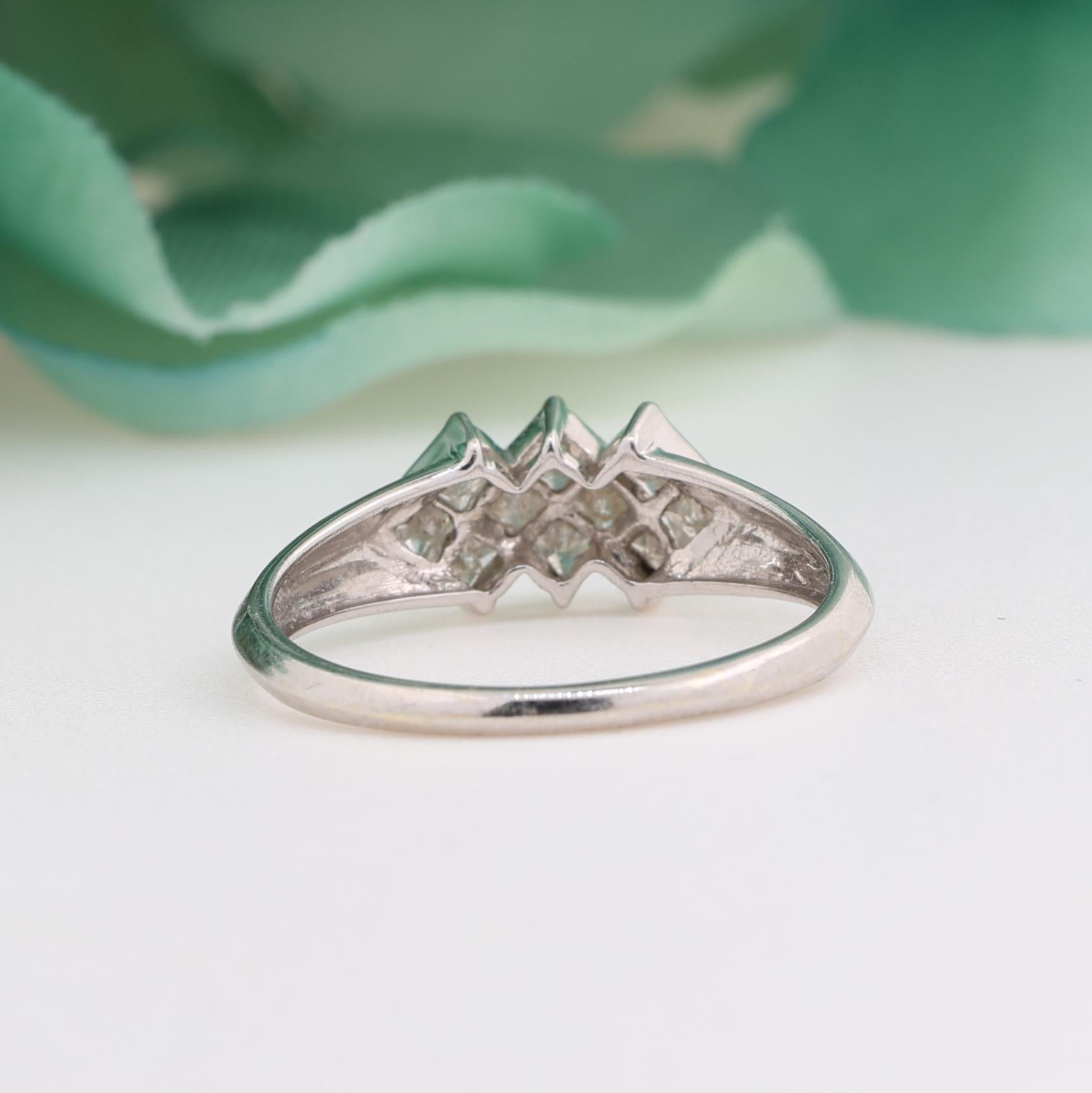 Princess Cut Diamond Cluster Square Ring 10K White Gold 0.30 TW Size 7 Ladies