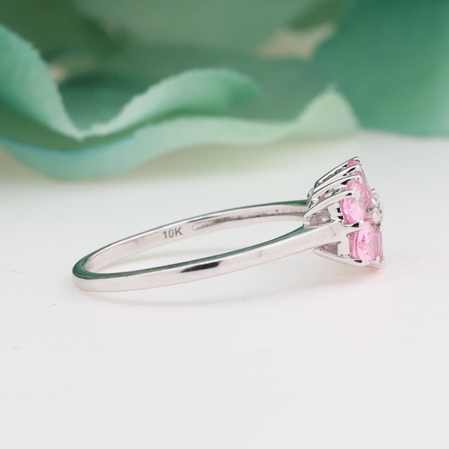 Oval Pink Topaz Diamond Accent Cocktail Ring 10K White Gold 1.12 CTW Size 7.25