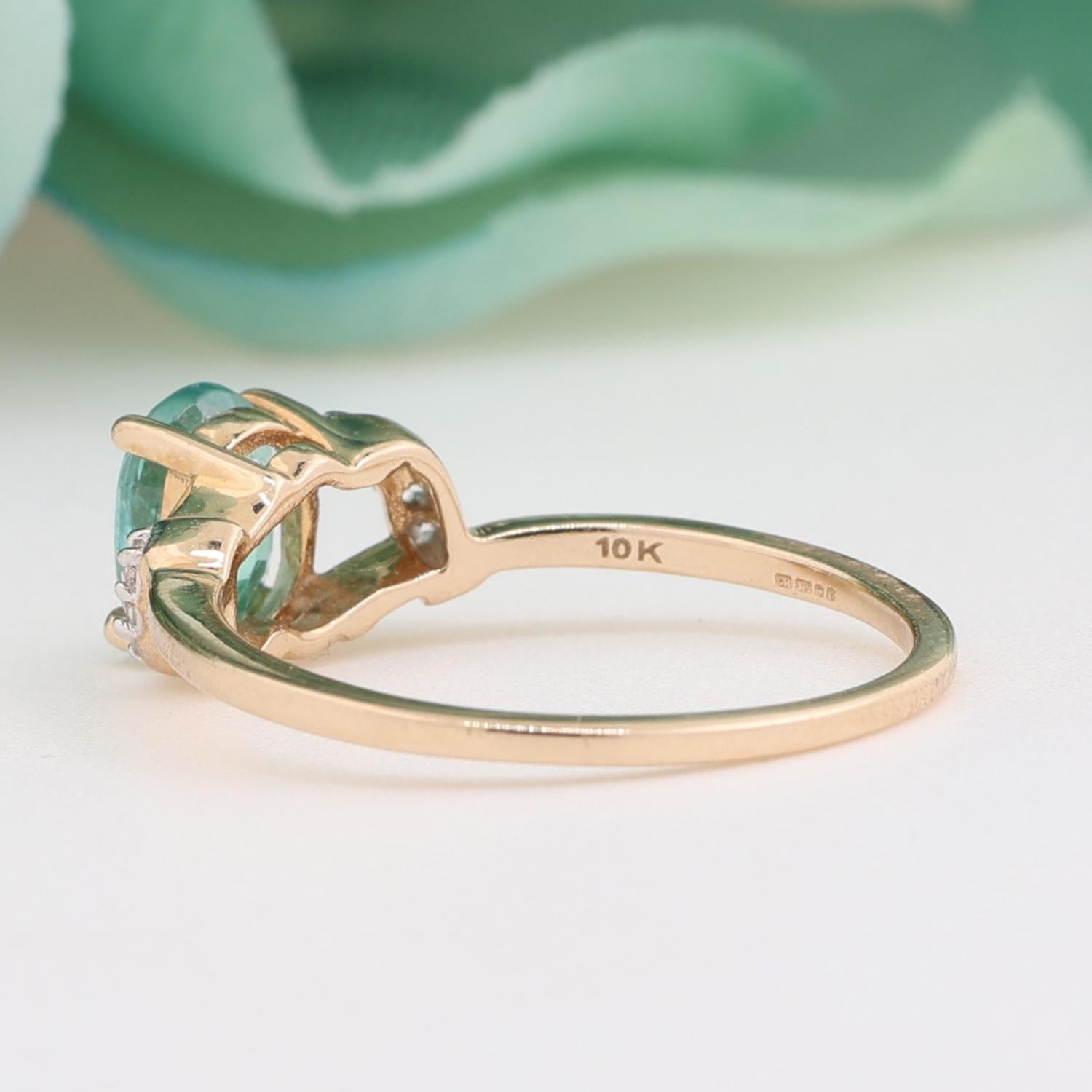 Emerald Diamond Cocktail Ring 10K Gold 0.77 CTW Size 7.25 Estate