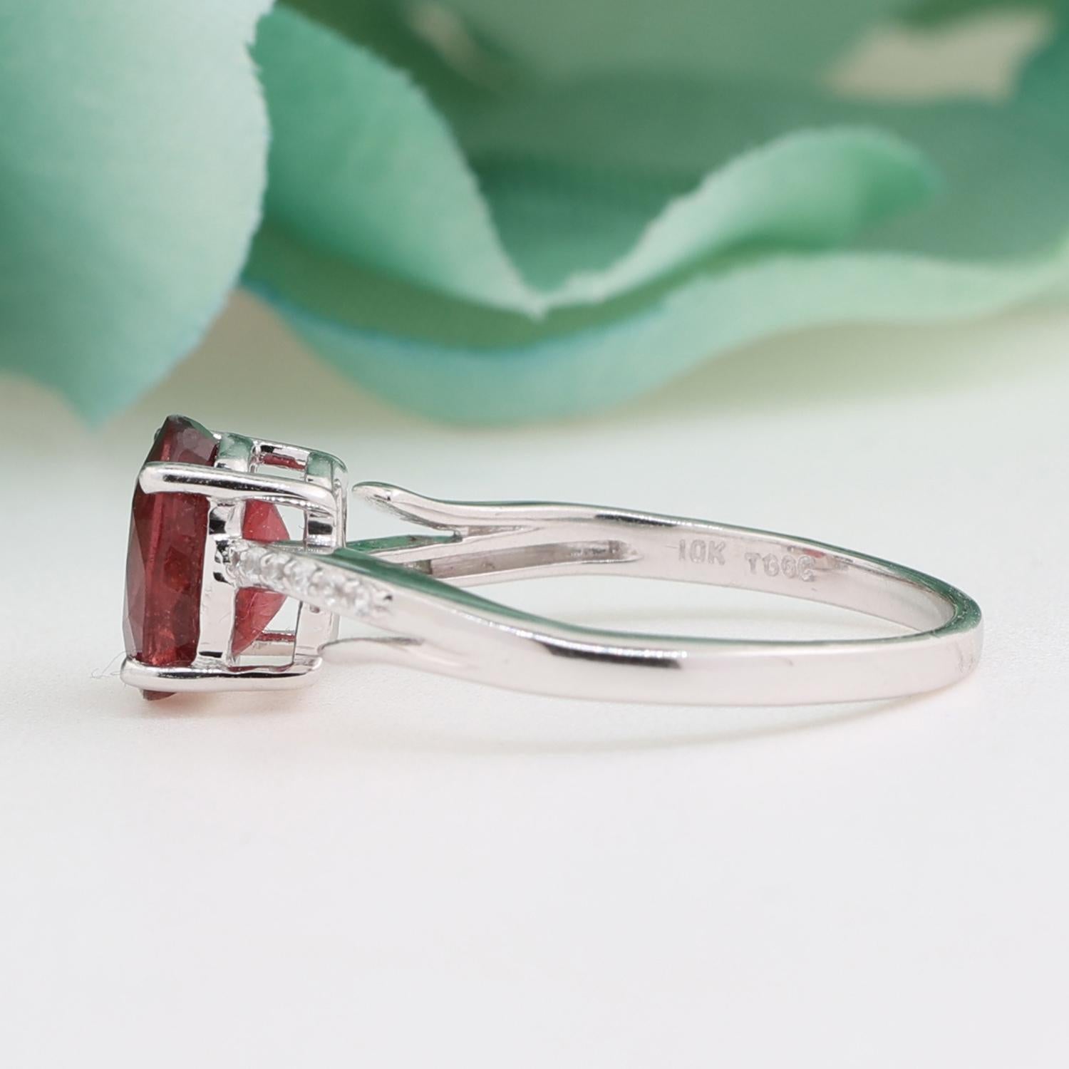 Solitaire Pink Tourmaline Topaz Accent Ring 10K White Gold 1.47 CTW Size 7.25