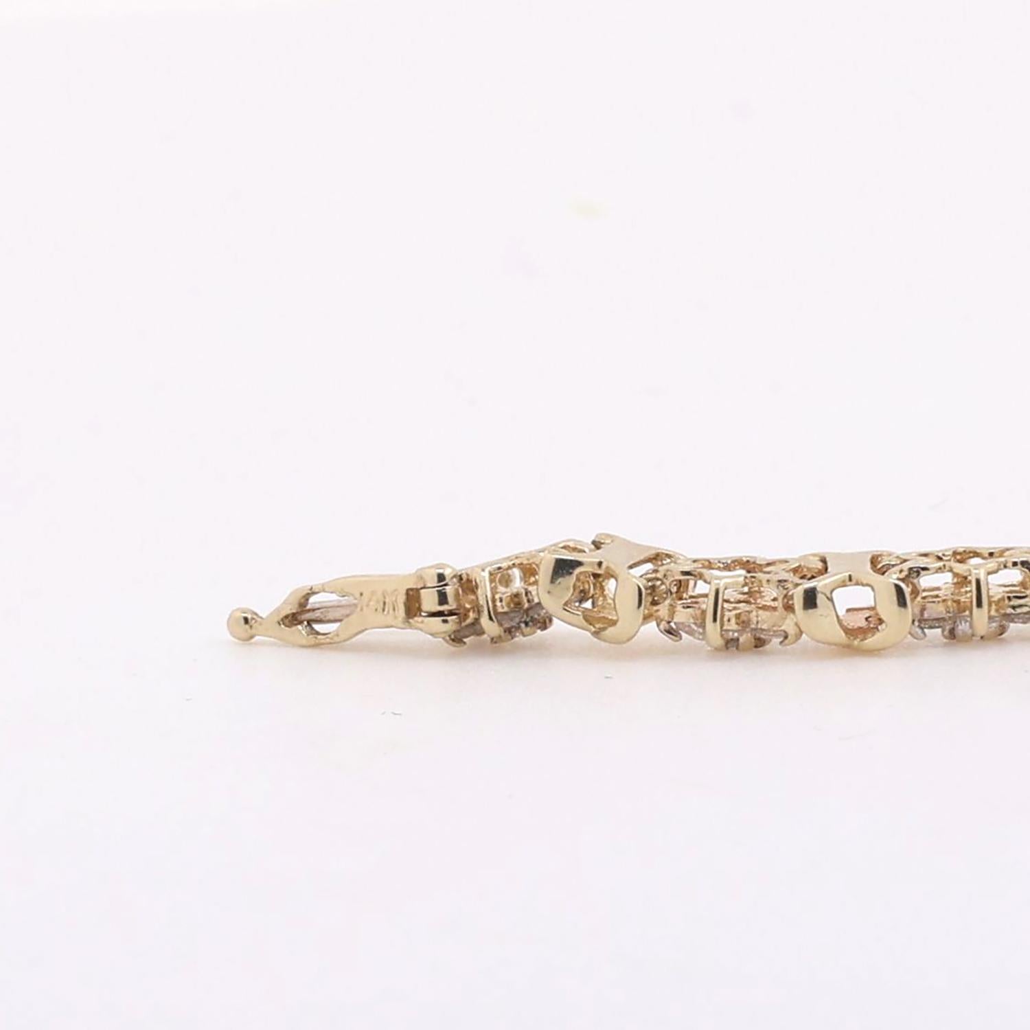 3.25 TW Diamond Floral Tennis Bracelet 14K Yellow Gold 6.5" Ladies