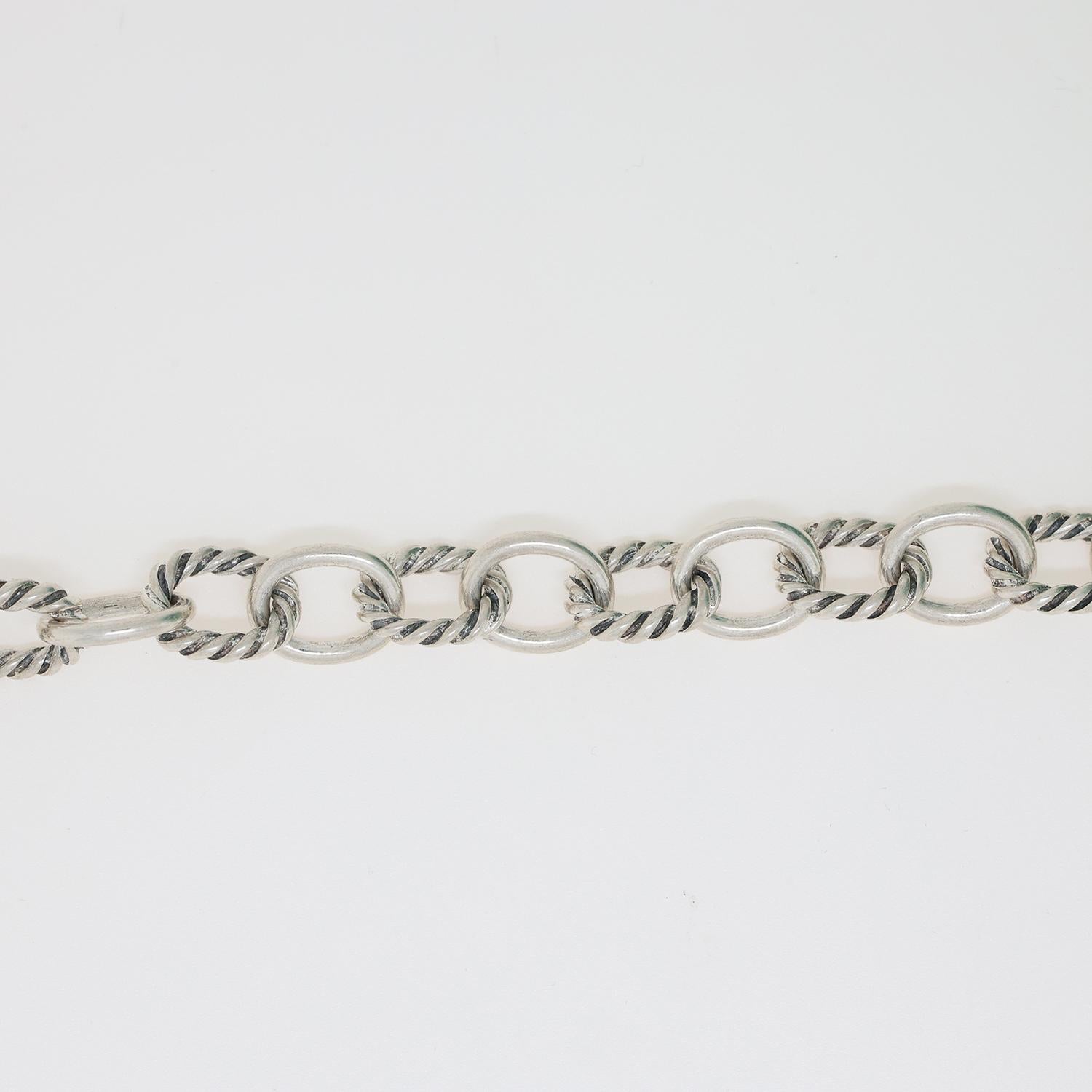 David Yurman Oval Cable Link Chain Necklace Sterling Silver 18.25" Unisex