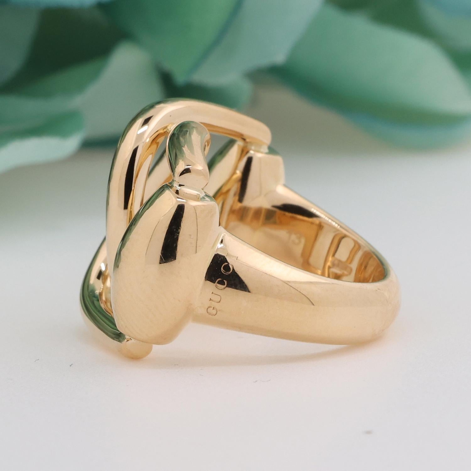 Gucci 2000's 18K Yellow Gold Vintage Horsebit Interlocking Ring Gucci Size 13