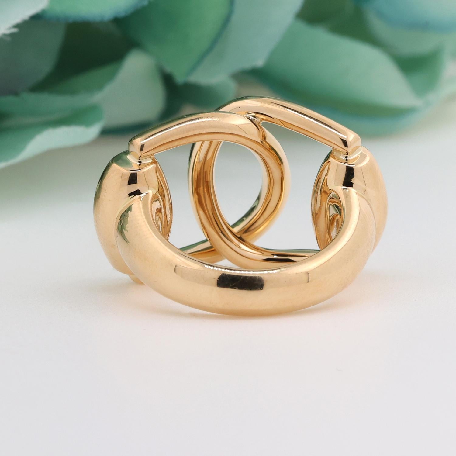 Gucci 2000's 18K Yellow Gold Vintage Horsebit Interlocking Ring Gucci Size 13