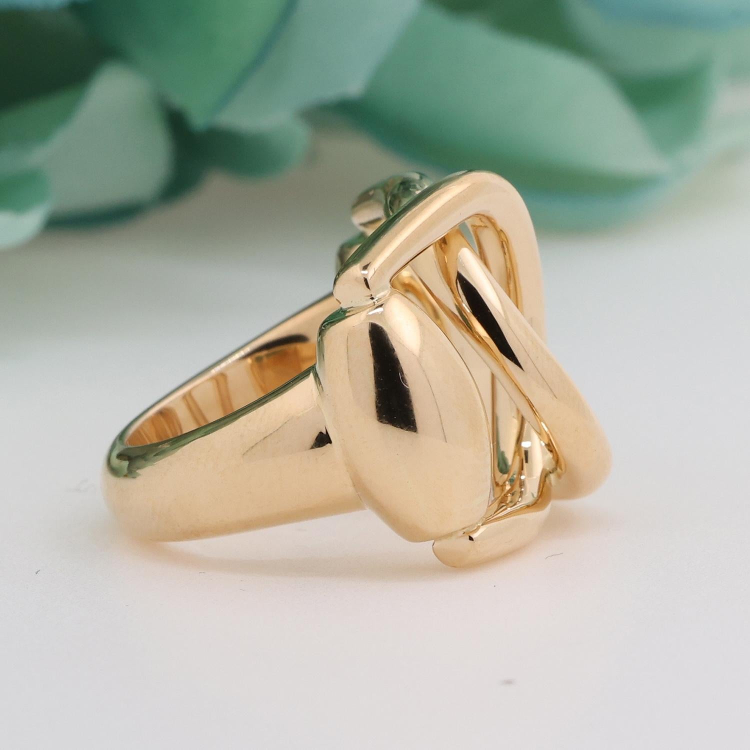 Gucci 2000's 18K Yellow Gold Vintage Horsebit Interlocking Ring Gucci Size 13