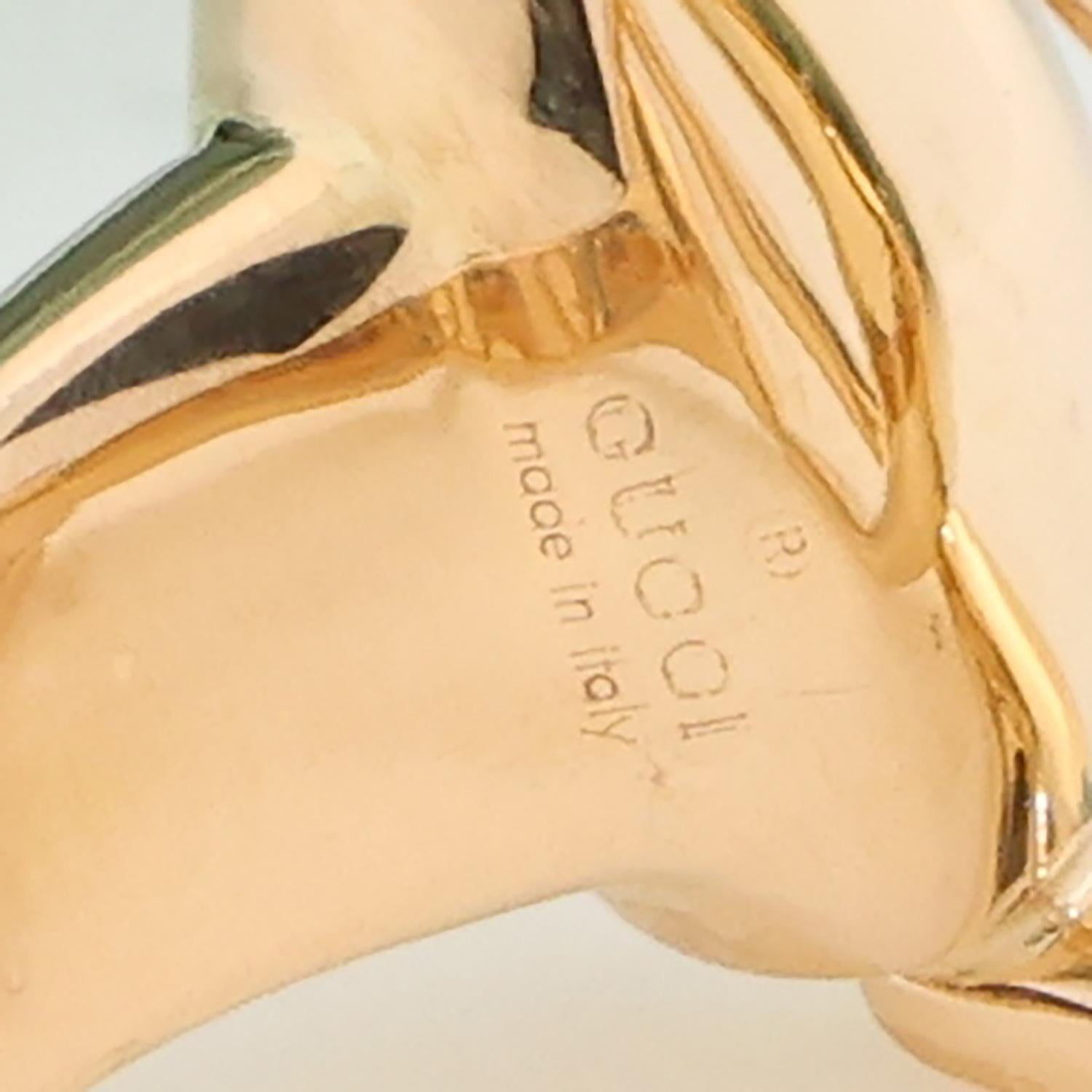 Gucci 2000's 18K Yellow Gold Vintage Horsebit Interlocking Ring Gucci Size 13