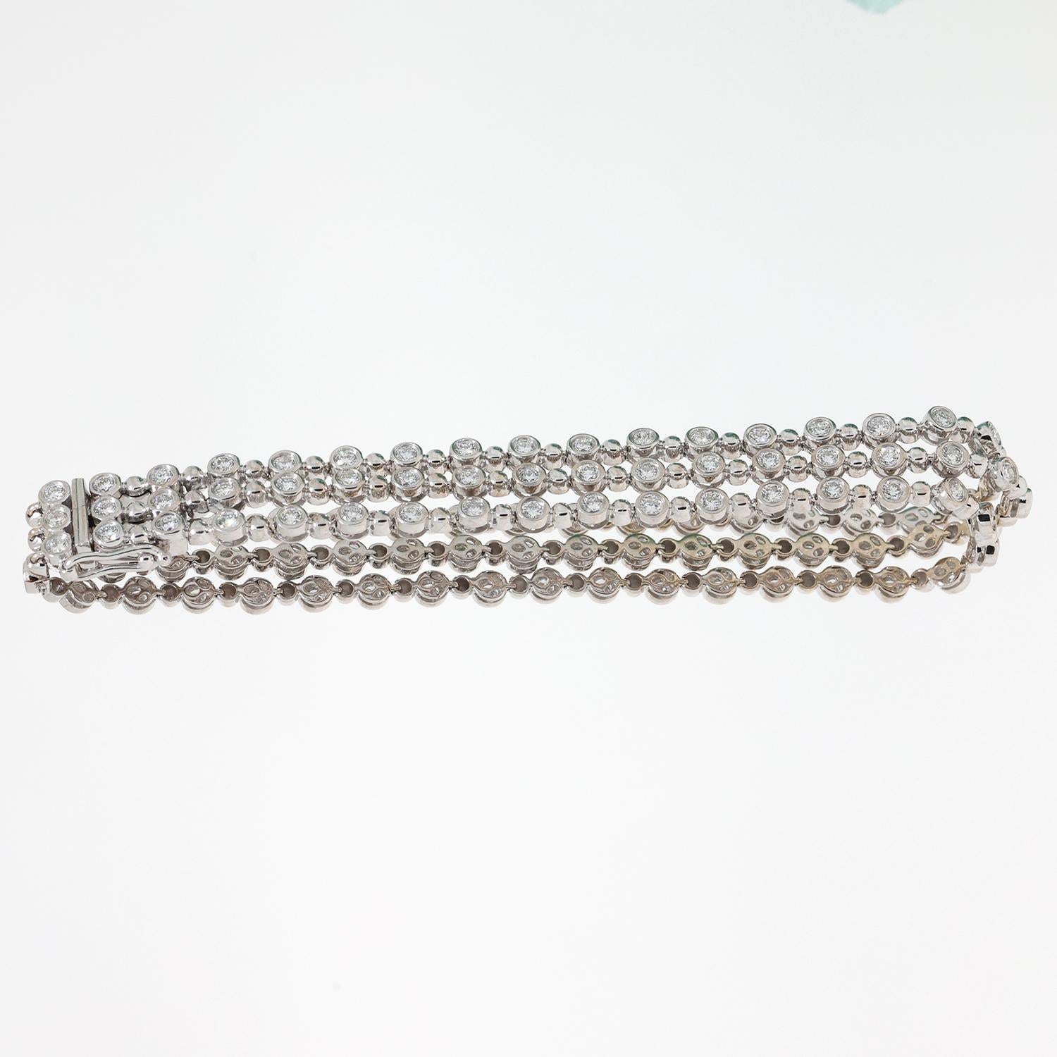 Roberto Coin 3-Strand Diamond Bracelet 18K White Gold 3.35 TW Round Bezel Set