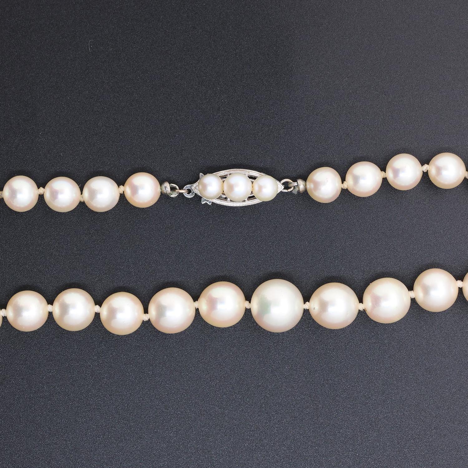 Vintage Freshwater Pearl Necklace 14K White Gold Filigree Clasp 19" Estate