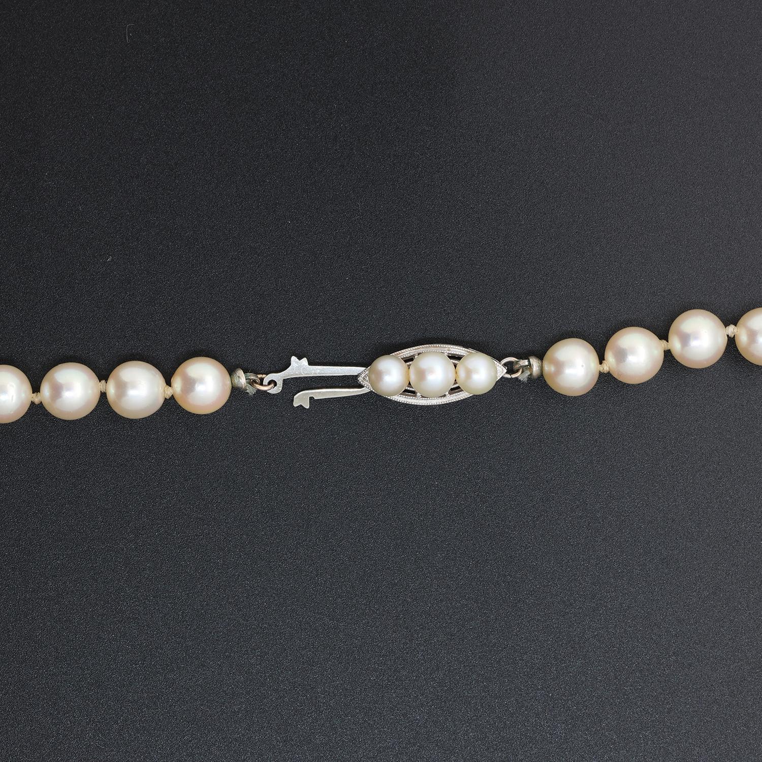 Vintage Freshwater Pearl Necklace 14K White Gold Filigree Clasp 19" Estate