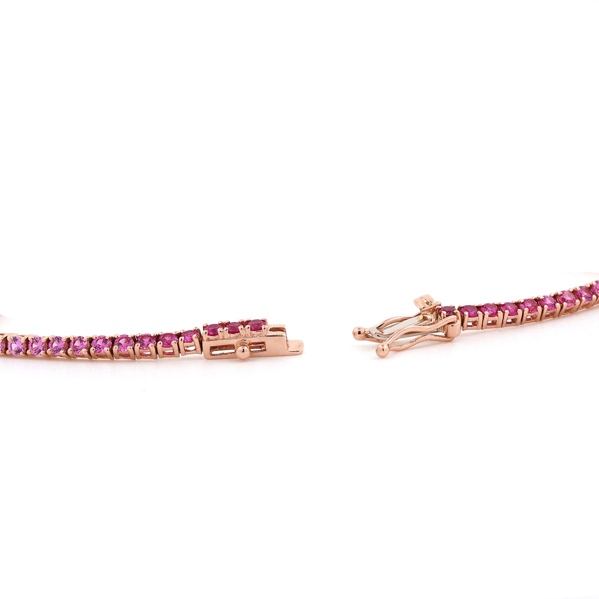 Le Vian 14K Rose Gold Strawberry Layer Cake Ruby Pink Sapphire Bracelet 7.25"