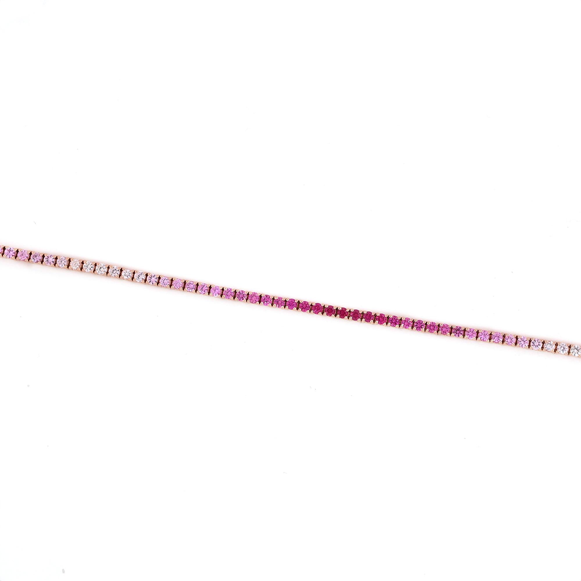 Le Vian 14K Rose Gold Strawberry Layer Cake Ruby Pink Sapphire Bracelet 7.25"