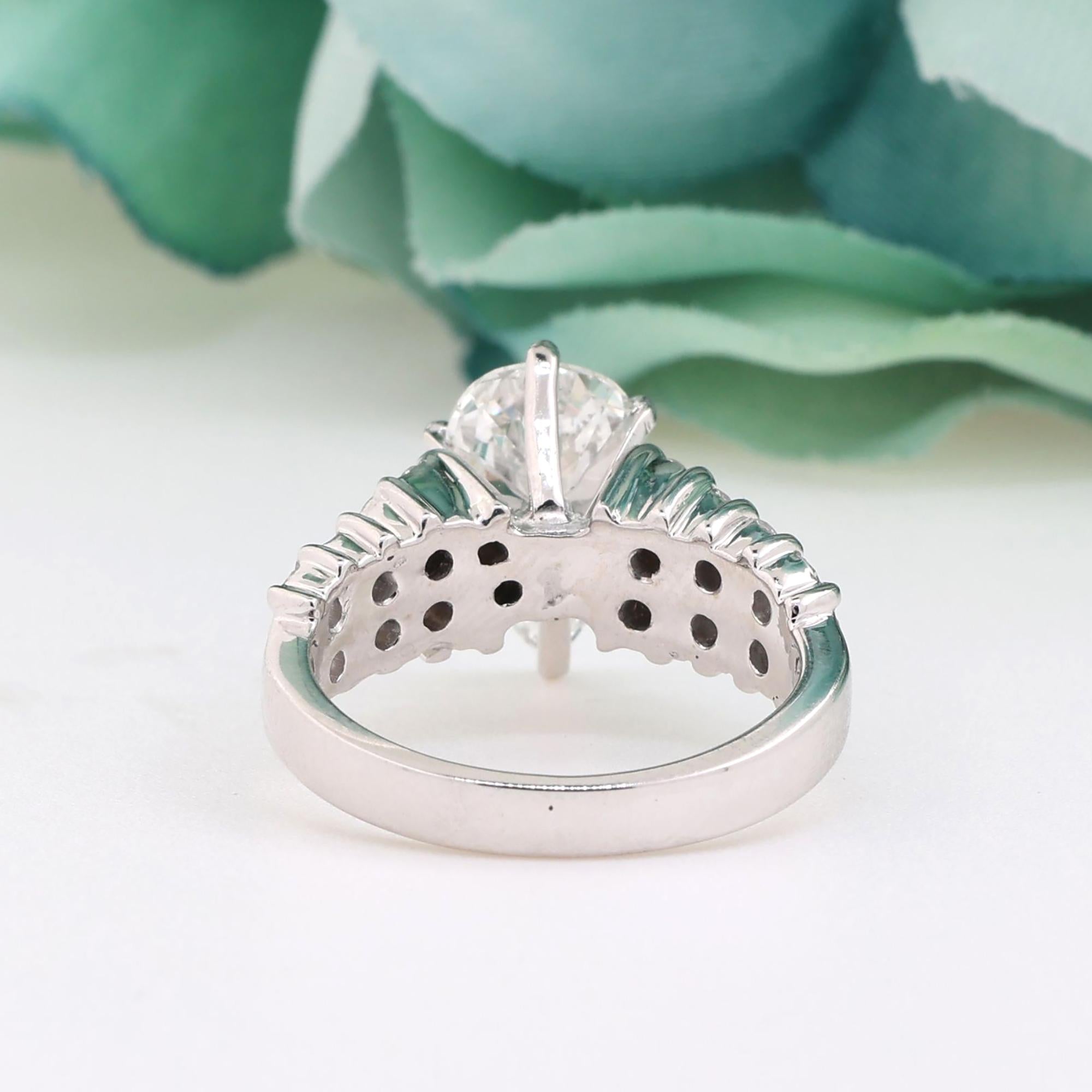 GIA 3.34 TW Pear Diamond Solitaire Engagement Ring With Accents 18K W/Gold SZ 6