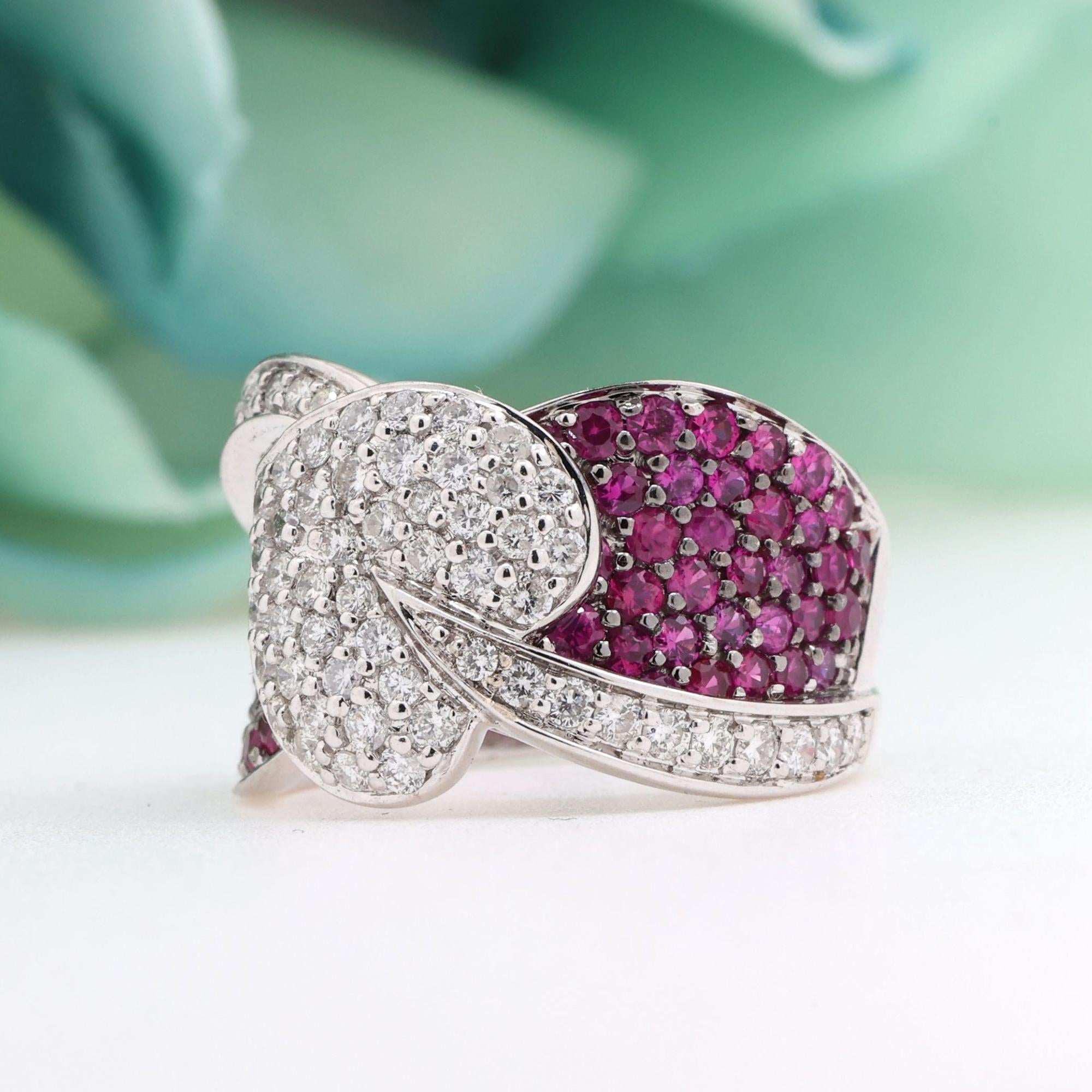 Cluster Pink Sapphire Diamond Heart Ring 14K White Gold 2.65 CTW Ladies Size 6