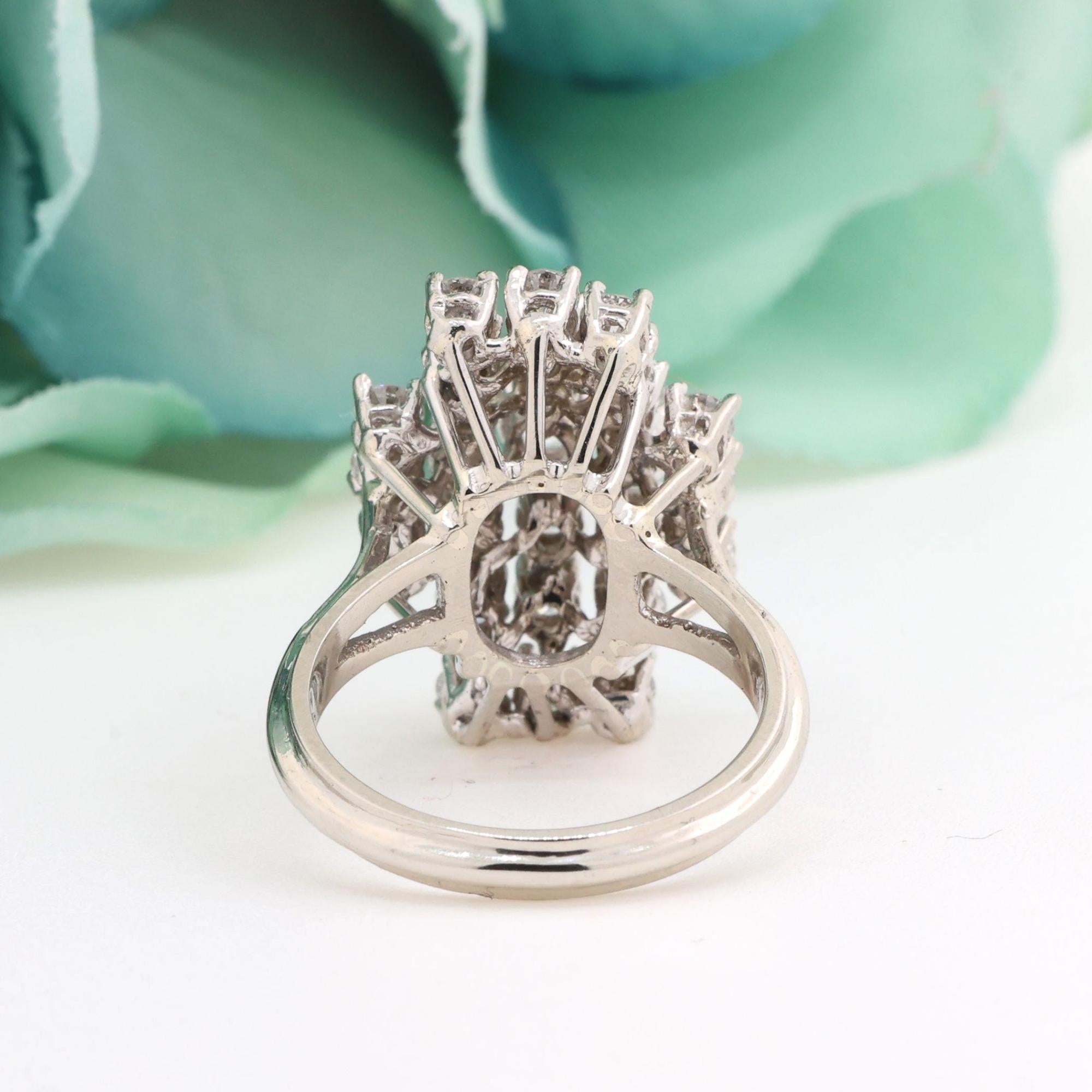 Cascade Diamond Cocktail Cross Ring 14K White Gold 2.46 TW Size 7 Estate