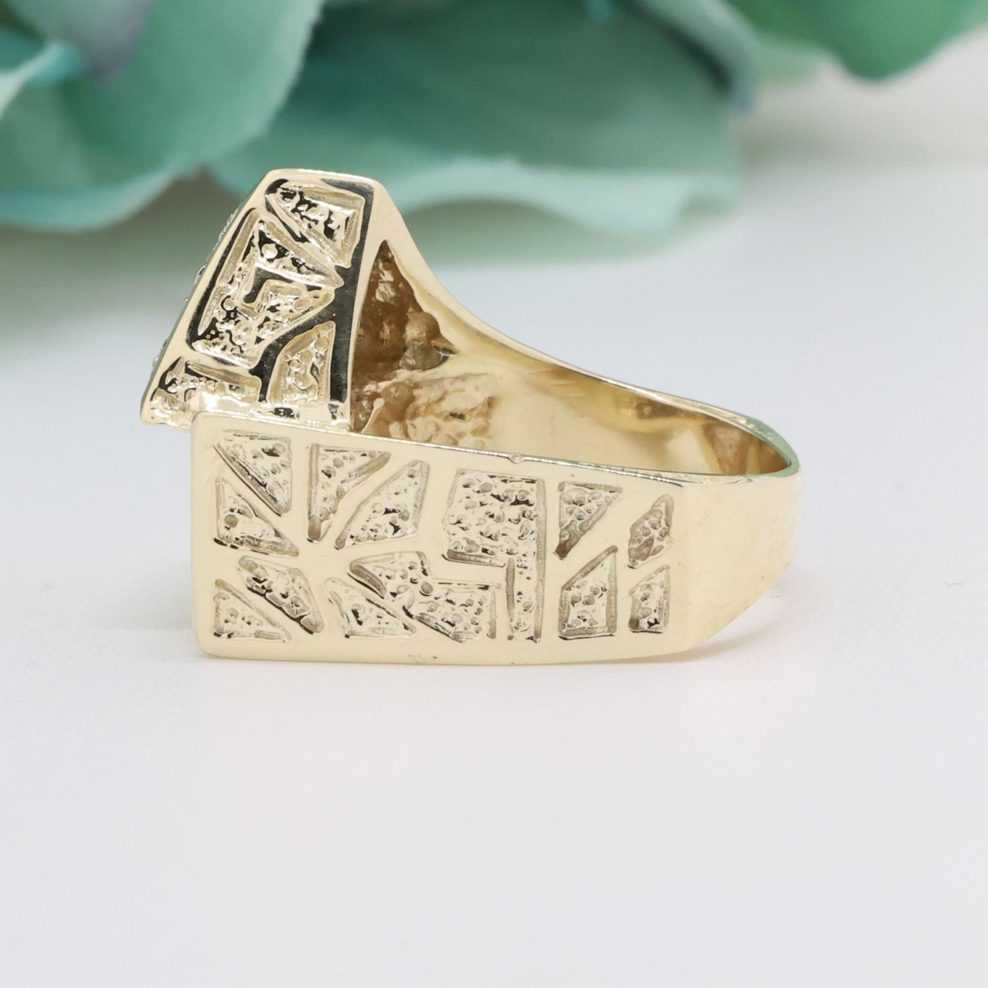 Geometric Diamond Statement Ring 14K Yellow Gold 0.65 TW Size 7.5 Contemporary