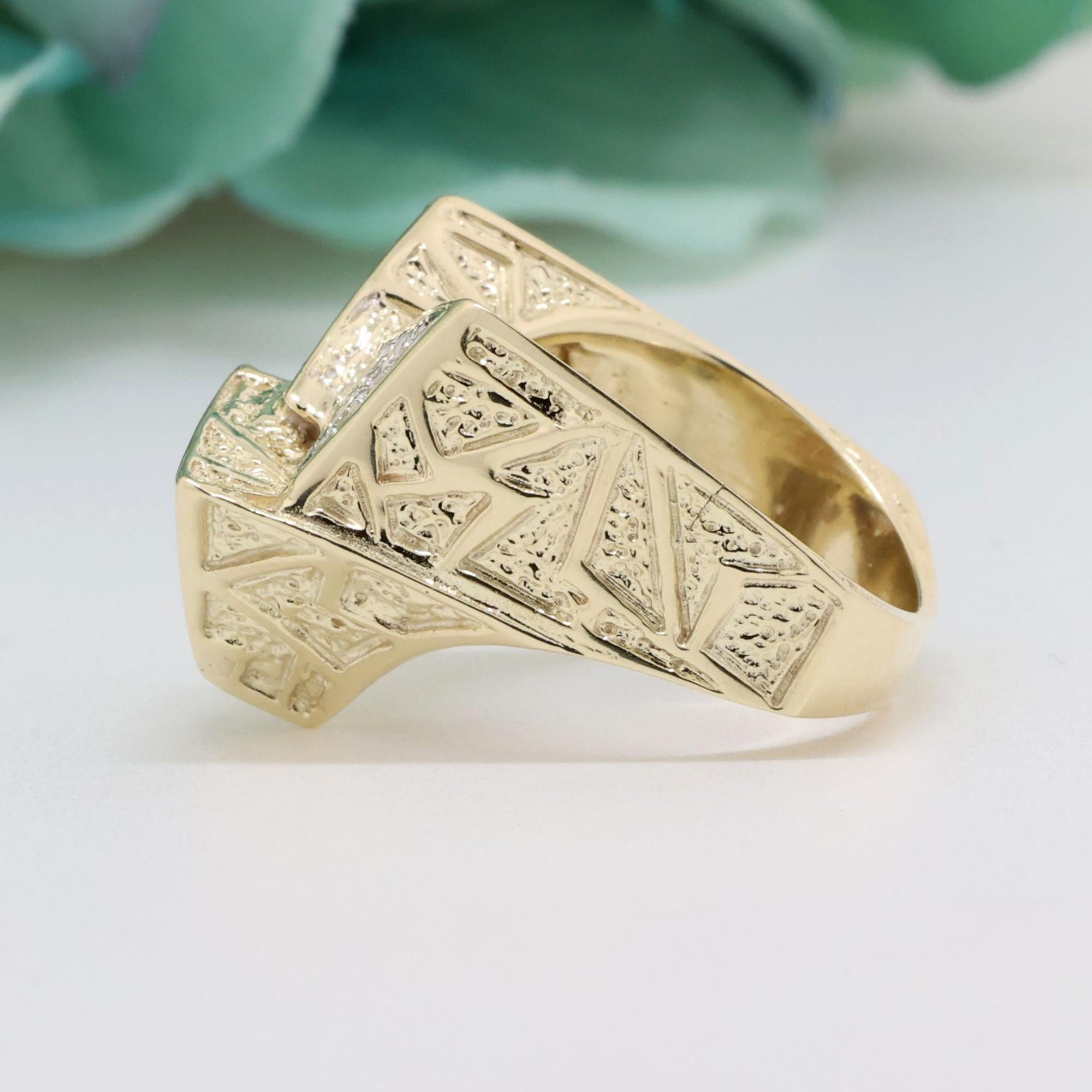 Geometric Diamond Statement Ring 14K Yellow Gold 0.65 TW Size 7.5 Contemporary