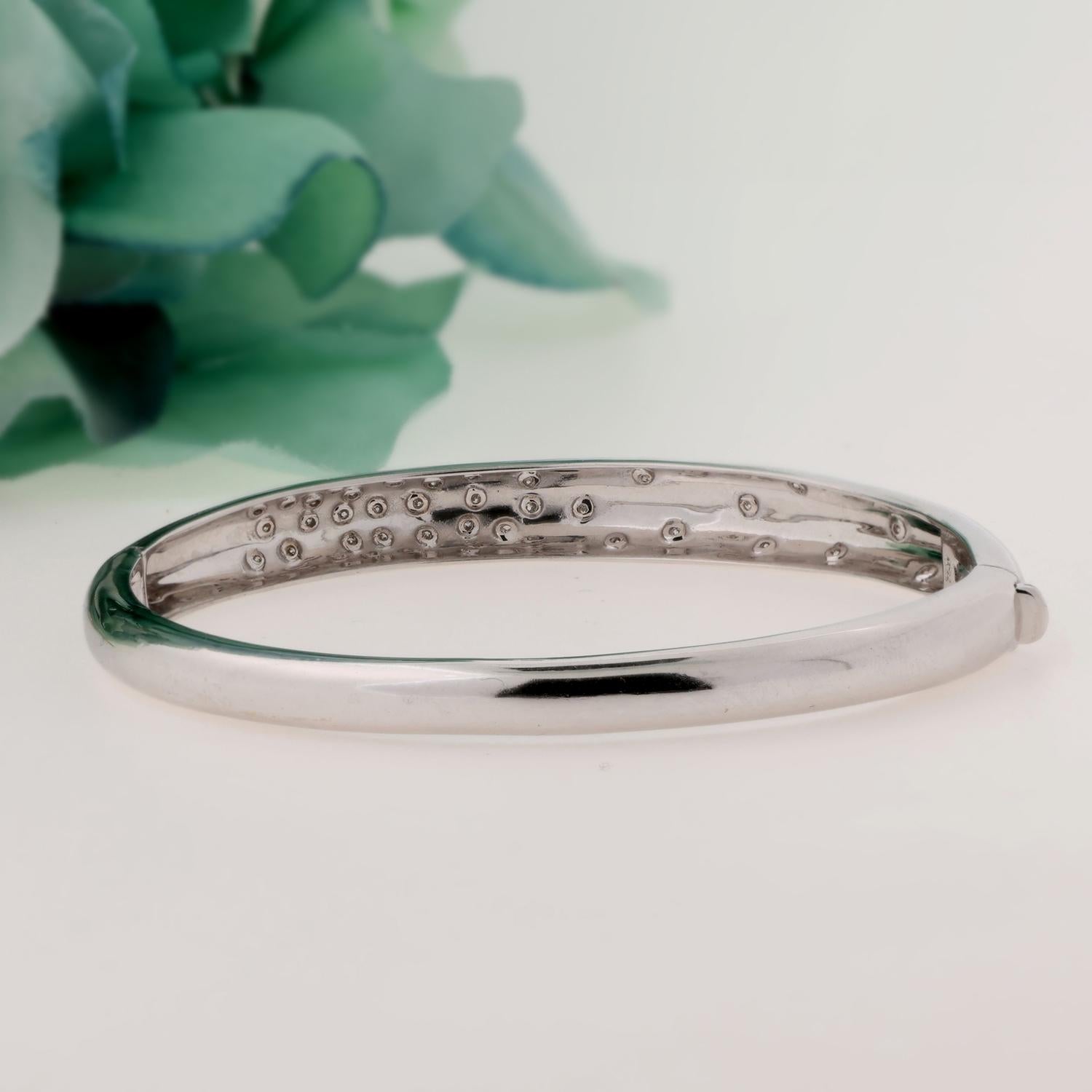 Diamond Bangle Bracelet 18K White Gold 0.25 TW Scattered Diamonds Size 6.5