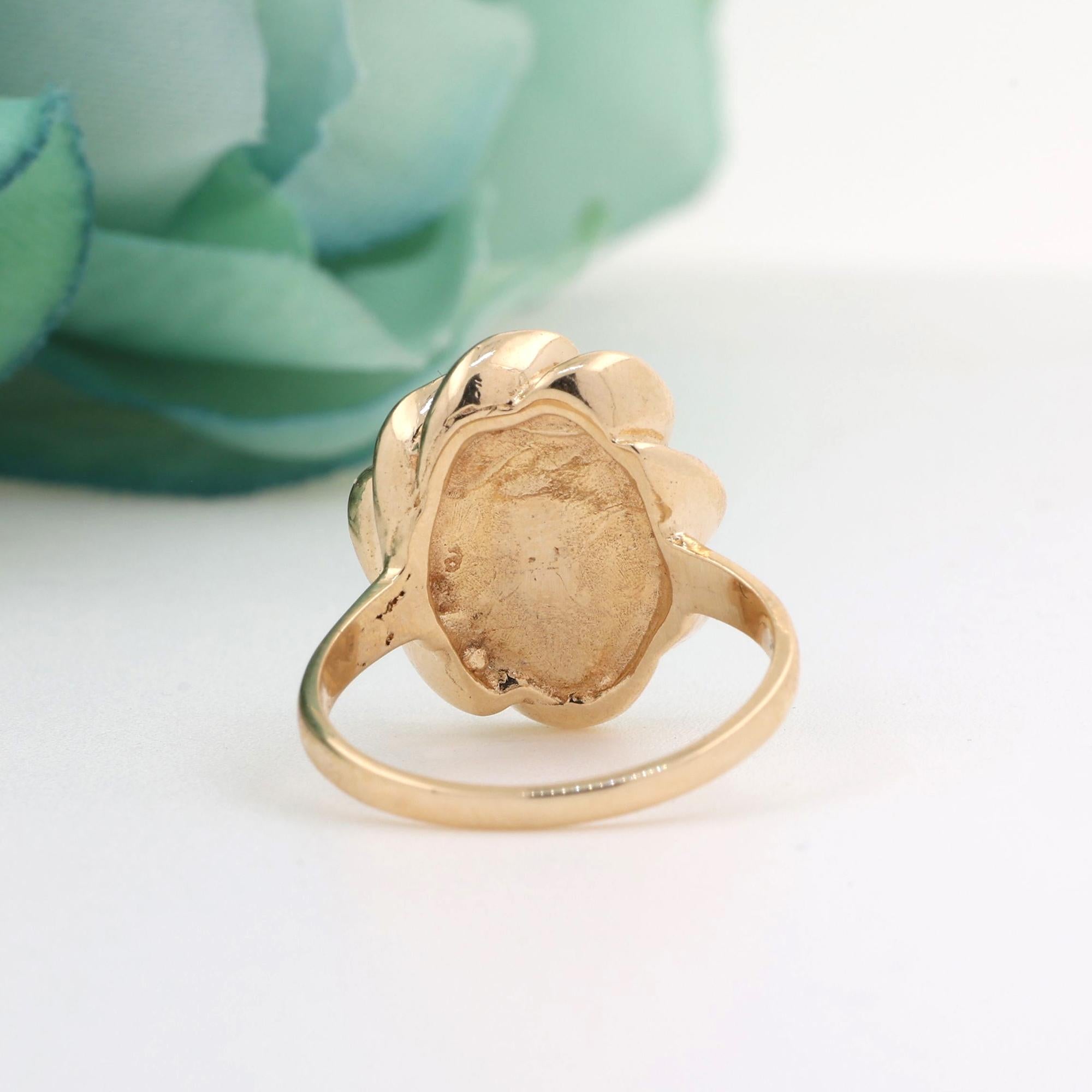 Vintage Freshwater Pearl Flower Cocktail Ring 14K Yellow Gold Size 6.25 Ladies