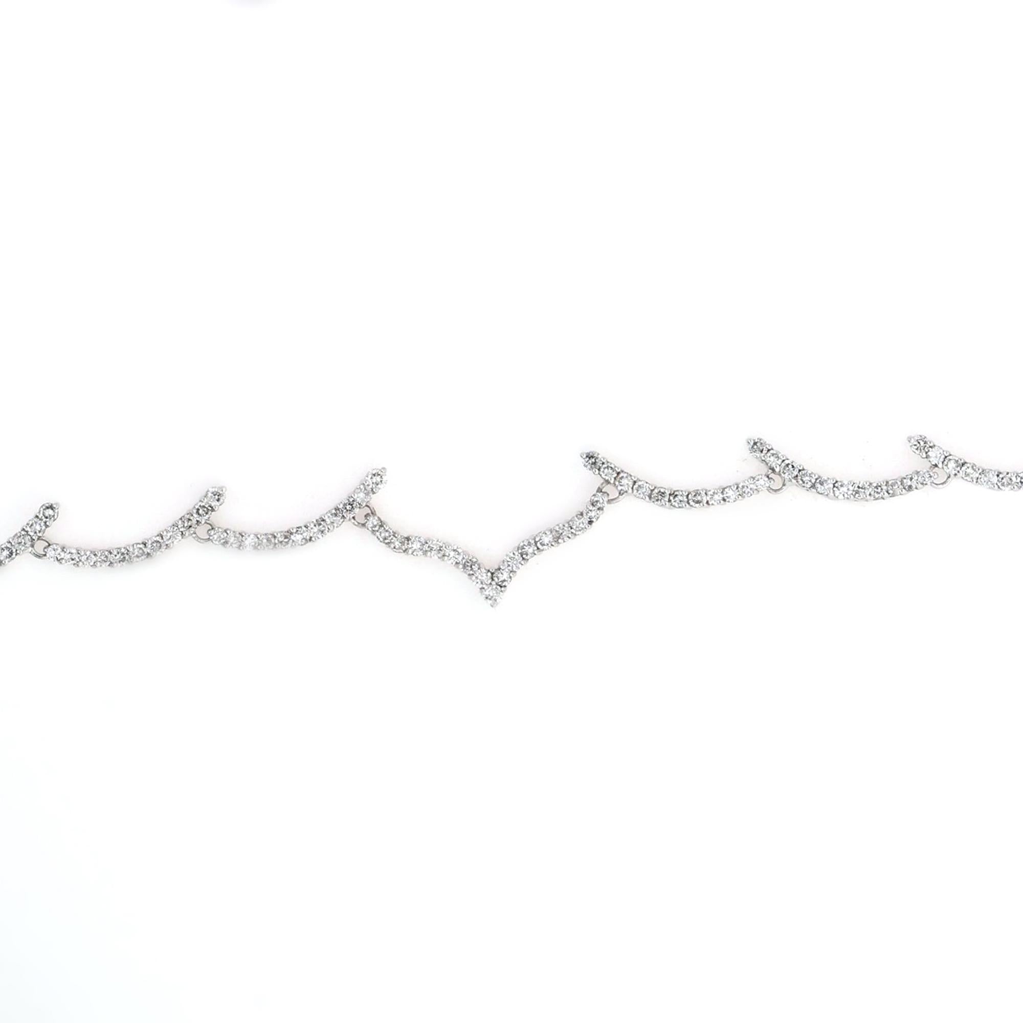 2.50 TW Diamond Swirl Choker Necklace 14K White Gold 16" Ladies Estate