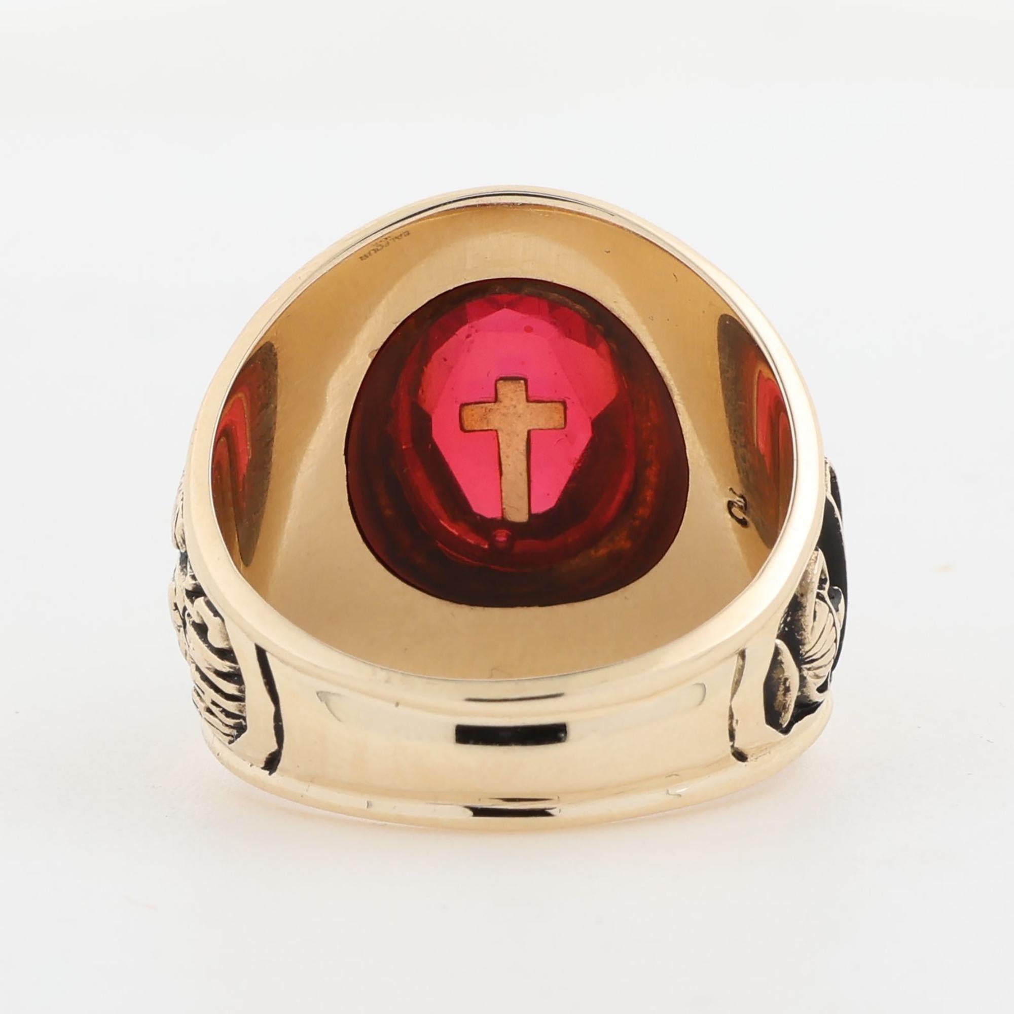 Men's Class Ring West Hempstead High School 1968 10K Y/Gold Ruby Gem SZ 8.75