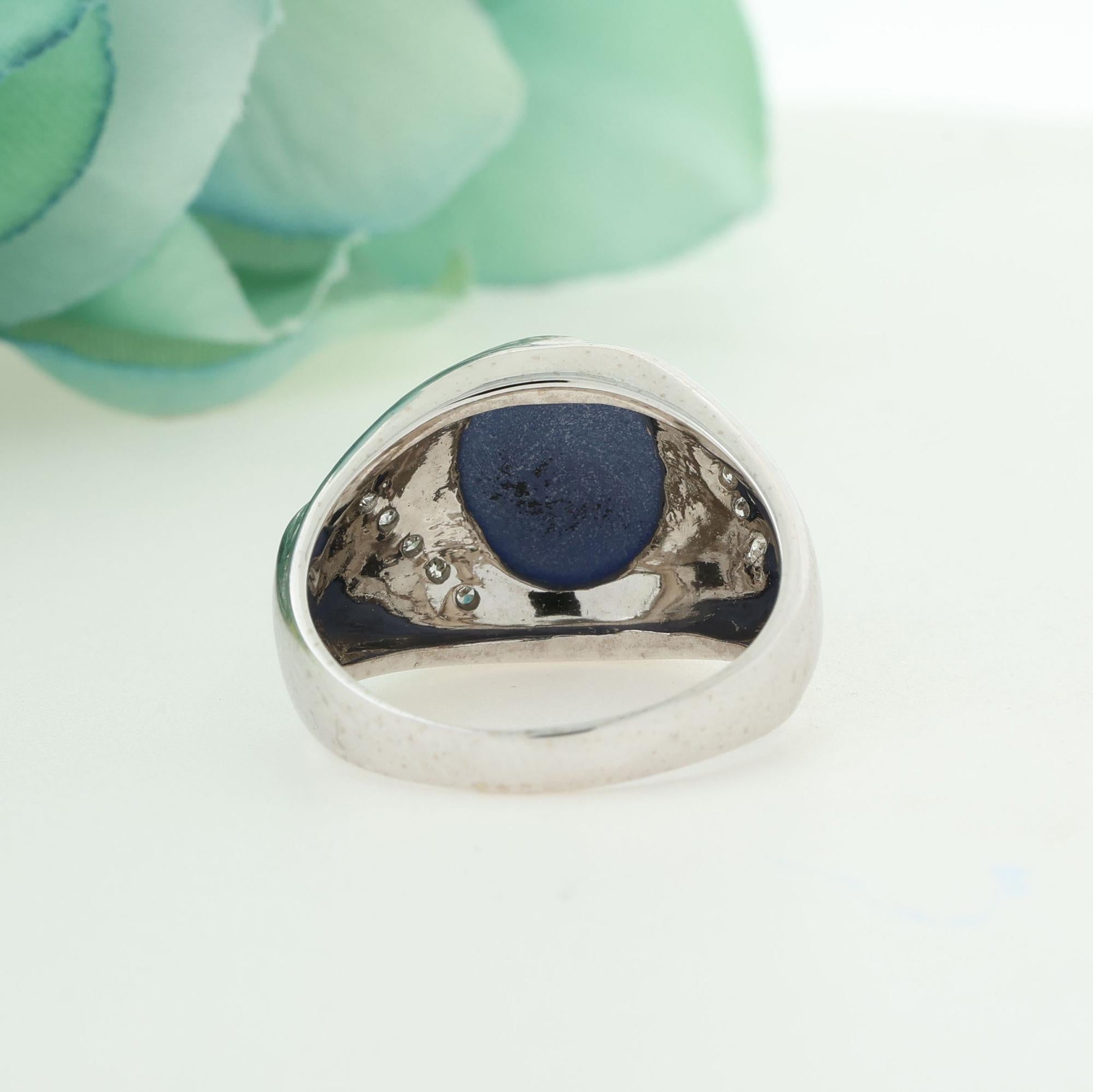 Star Sapphire Diamond Ring 10K White Gold Cabochon Gemstone 3.35 CTW Size 10.5