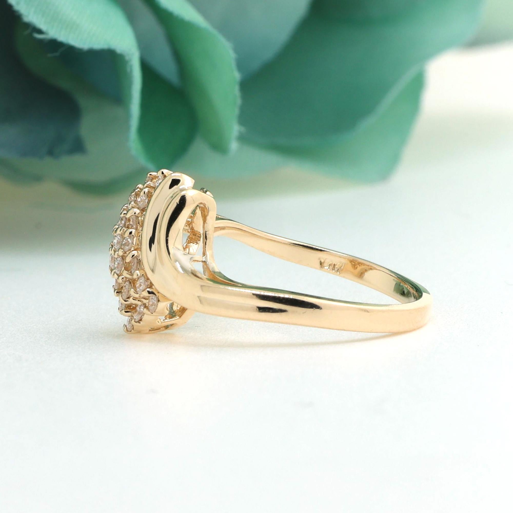 Cluster Diamond Cocktail Ring 14K Yellow Gold 0.50 TW Size 6.5 Ladies Estate