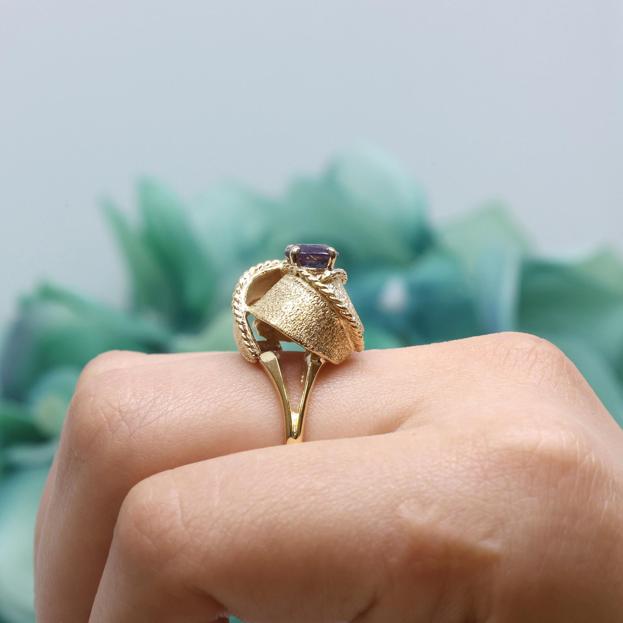 Color Changing Alexandrite Knot Ring 18K Gold 1.55 CT Lab Created Size 9.75