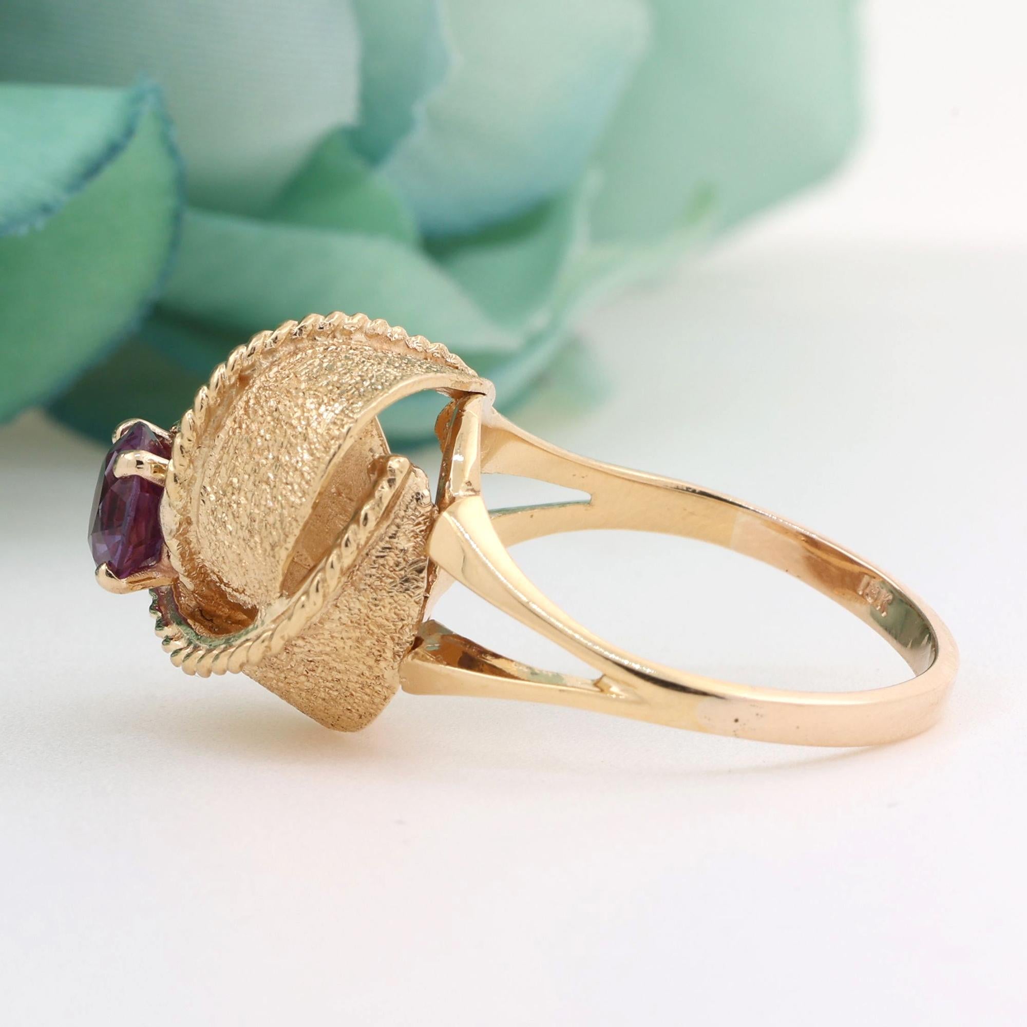 Color Changing Alexandrite Knot Ring 18K Gold 1.55 CT Lab Created Size 9.75