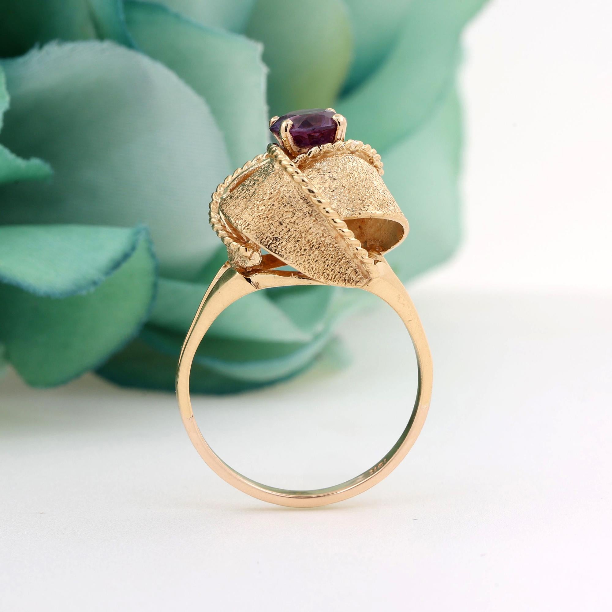 Color Changing Alexandrite Knot Ring 18K Gold 1.55 CT Lab Created Size 9.75