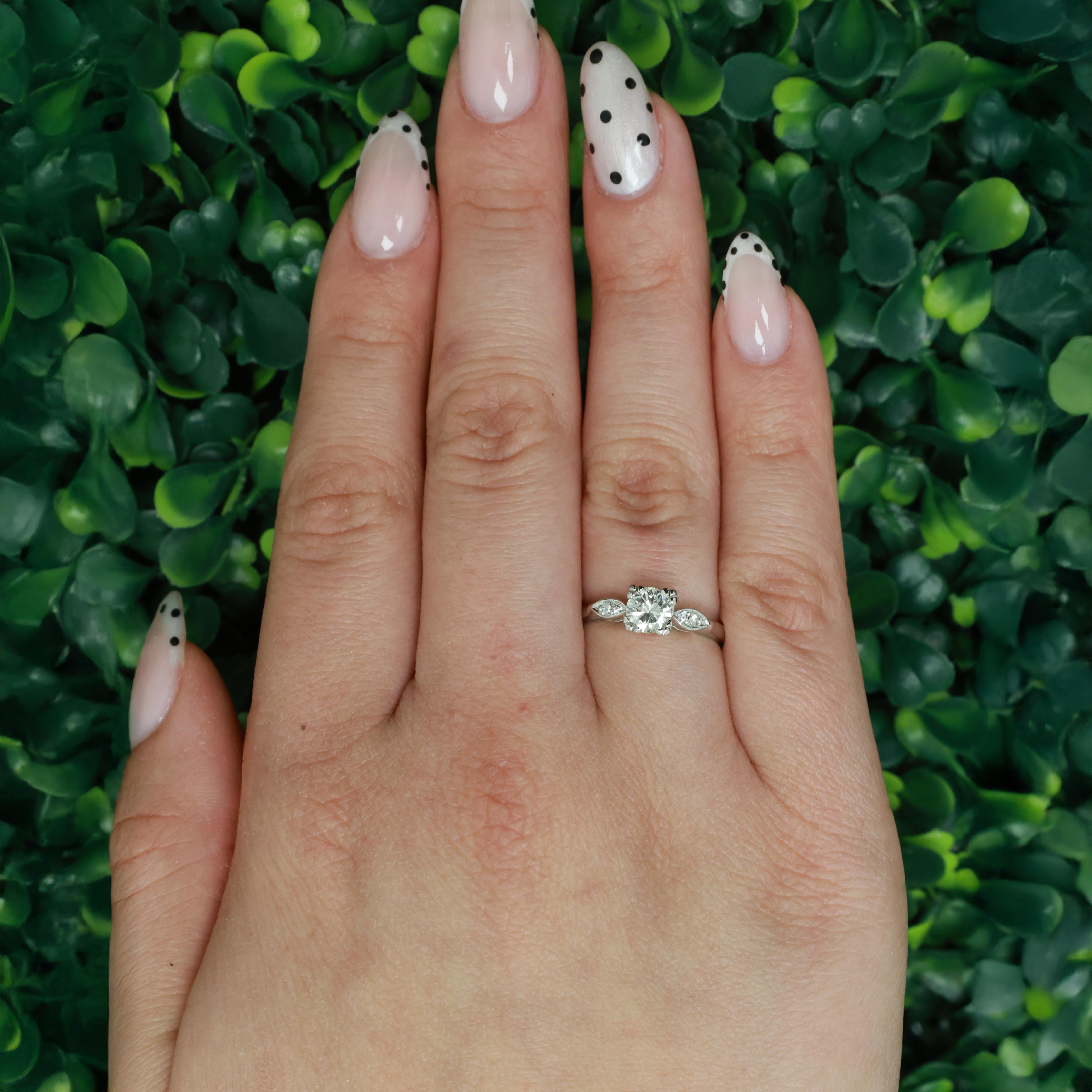 Platinum Round Solitaire Accent Diamond Engagement Ring 0.63 TW Size 5.75 Ladies