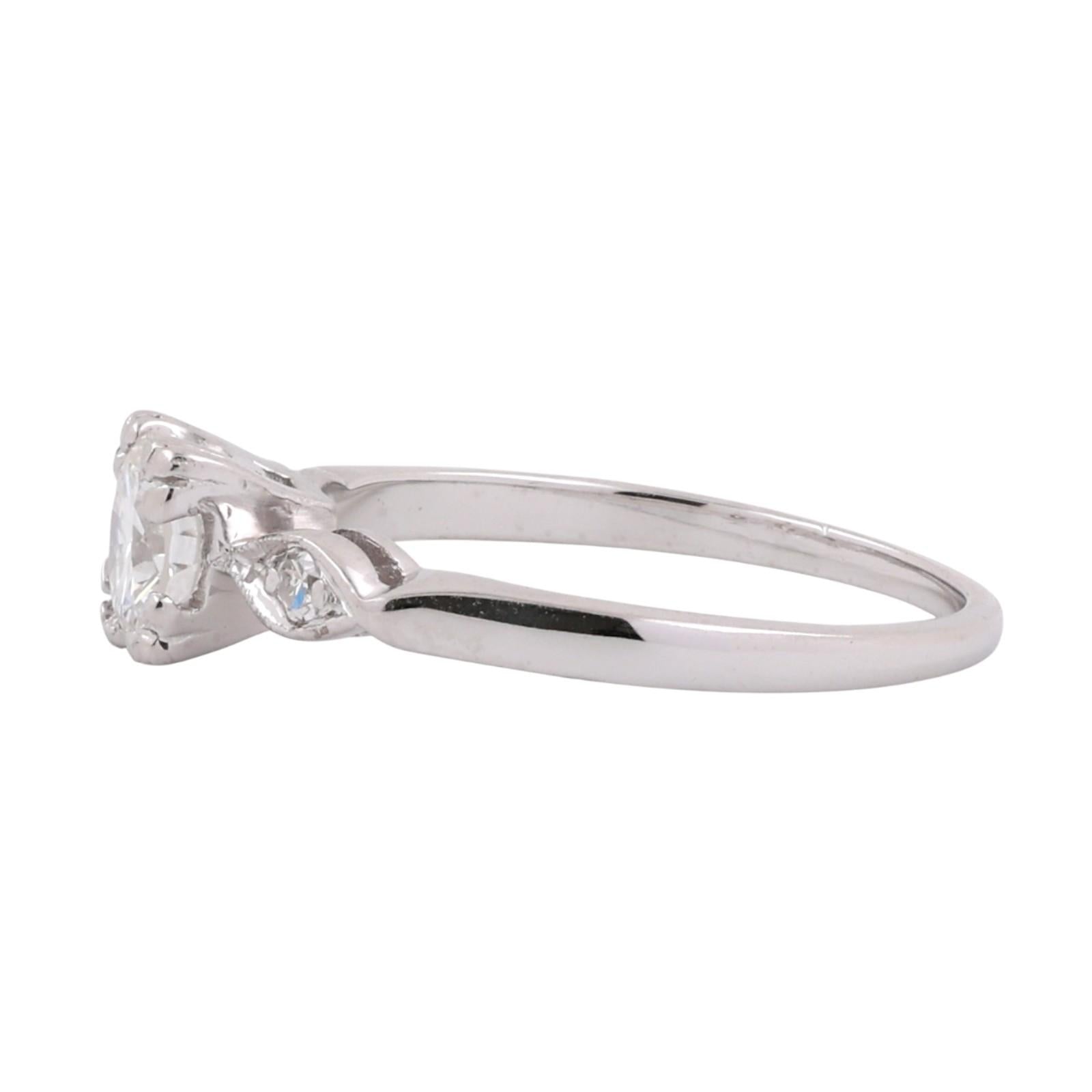 Platinum Round Solitaire Accent Diamond Engagement Ring 0.63 TW Size 5.75 Ladies