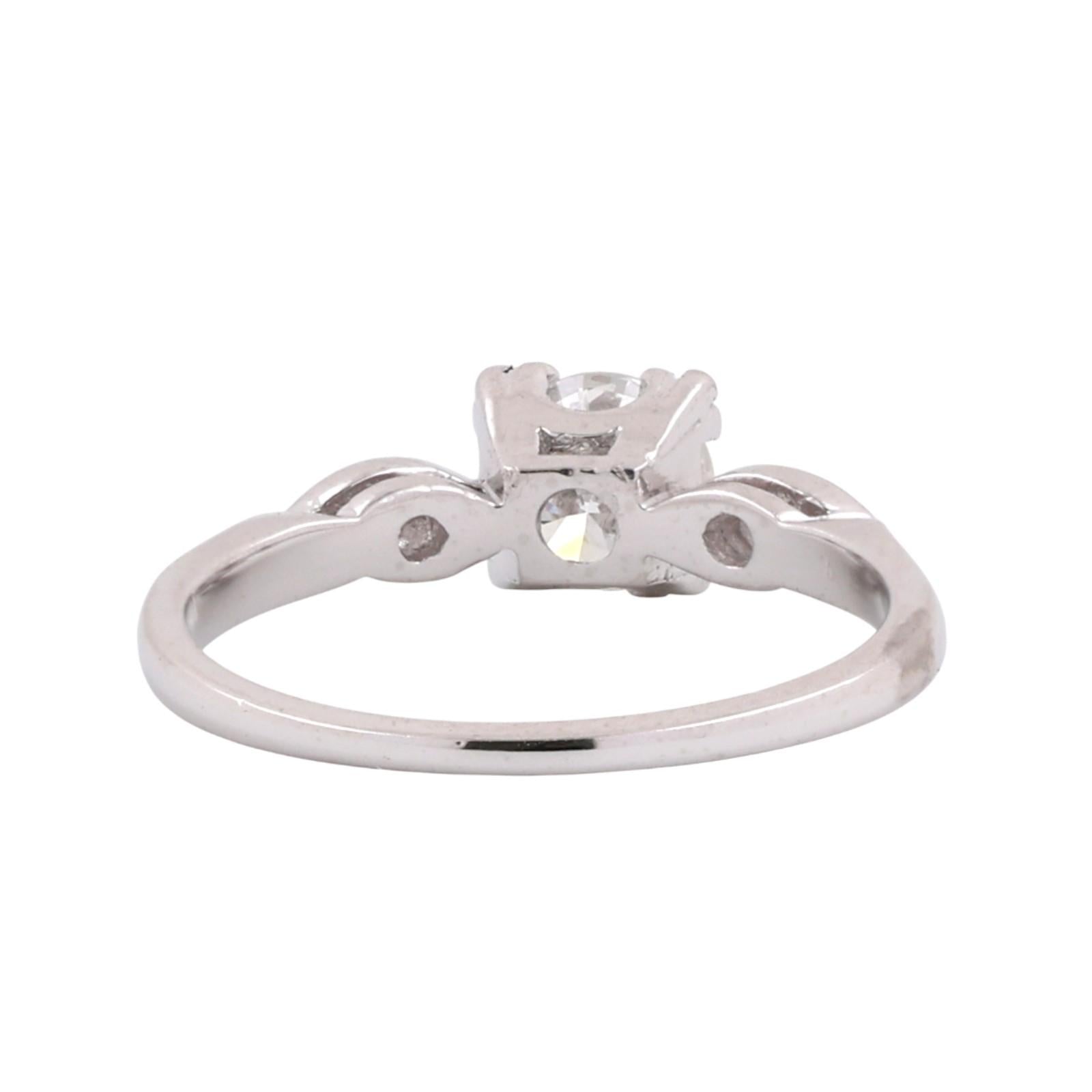 Platinum Round Solitaire Accent Diamond Engagement Ring 0.63 TW Size 5.75 Ladies