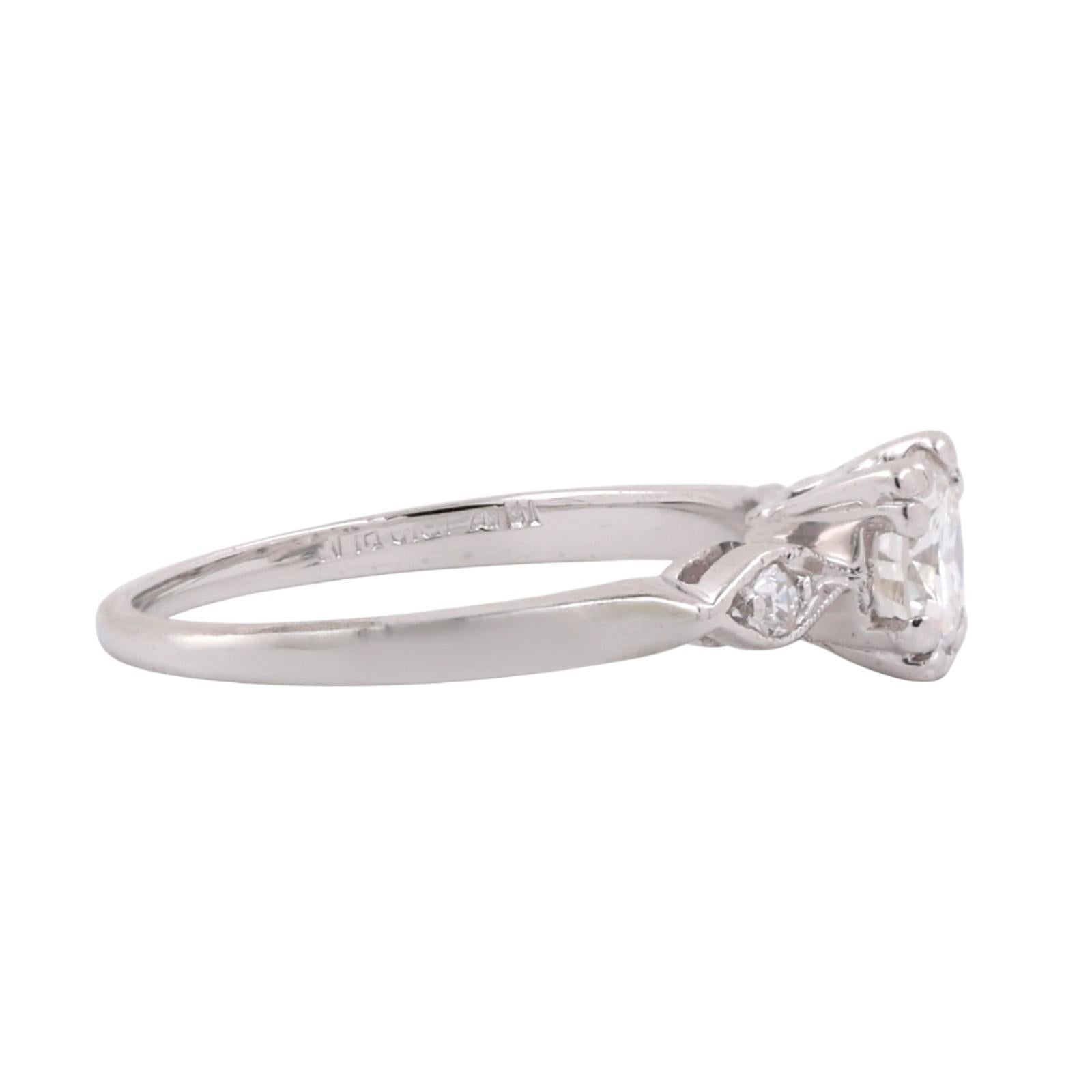 Platinum Round Solitaire Accent Diamond Engagement Ring 0.63 TW Size 5.75 Ladies