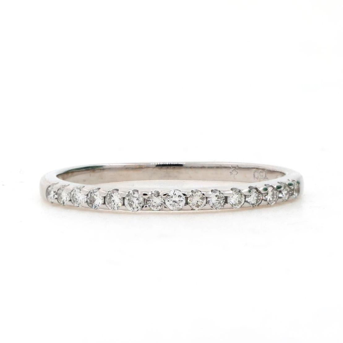 0.30 TW Diamond Half Eternity Band Ring 18K White Gold Round Diamonds Size 7.25