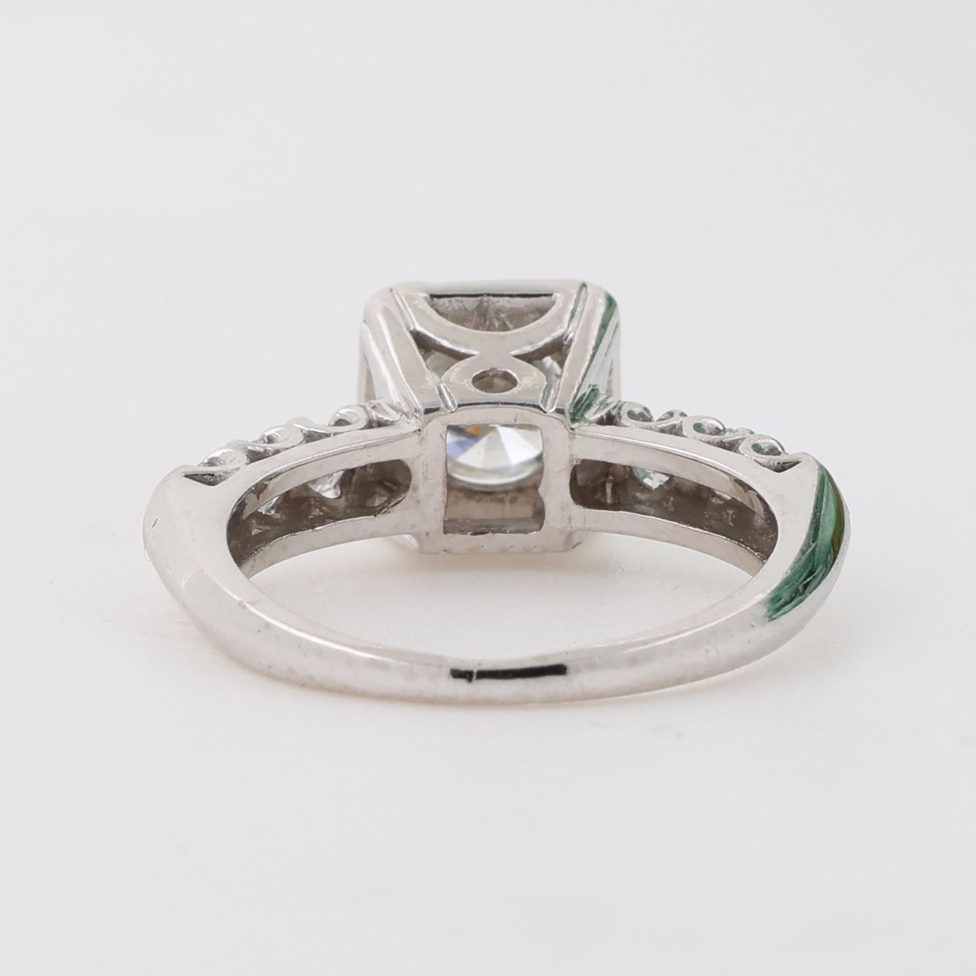 Vintage Solitaire Diamond Engagement Ring Platinum 1.15 TW Size 5.75