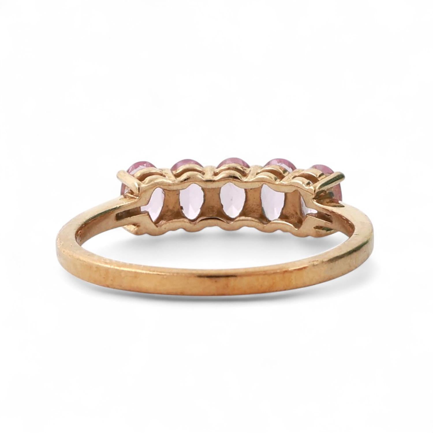 Pink Sapphire Diamond Band Ring 9K Yellow Gold Lab Grown 1.50 CTW Size 8