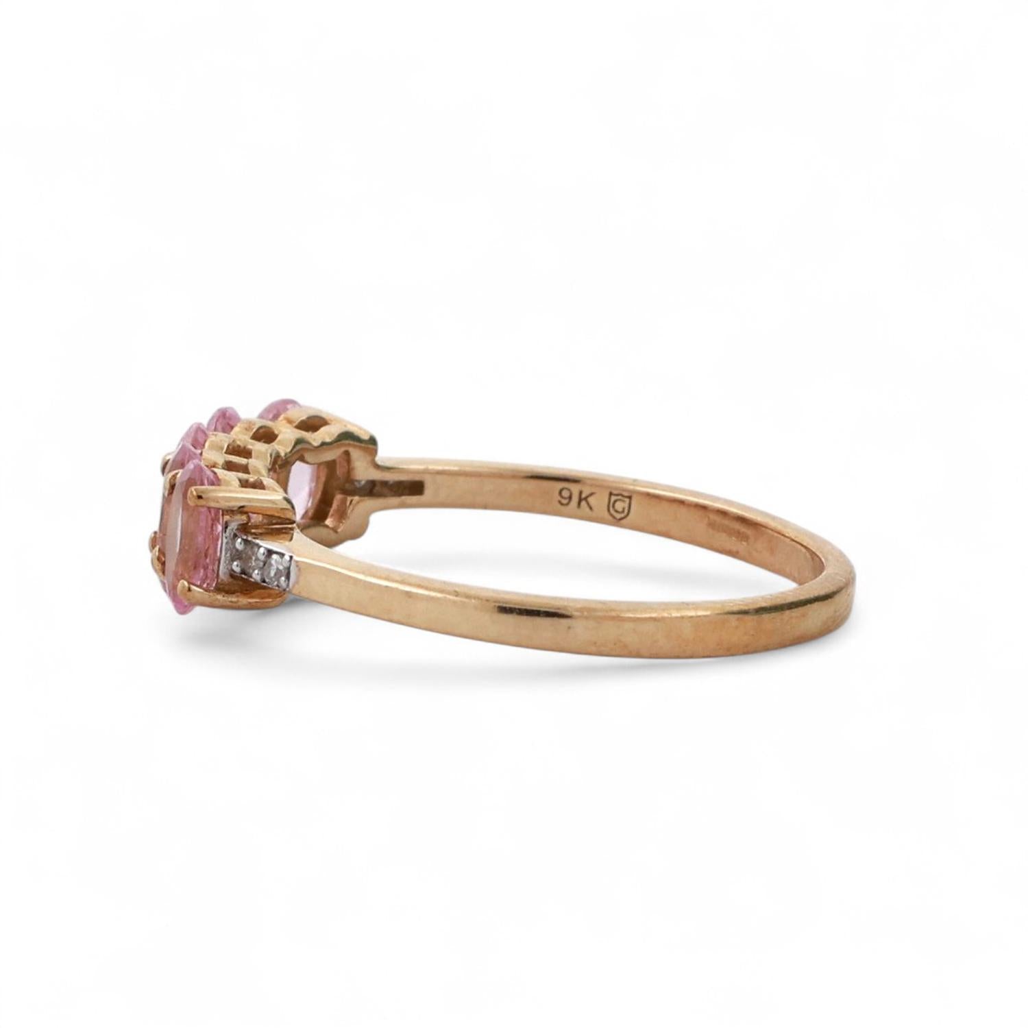 Pink Sapphire Diamond Band Ring 9K Yellow Gold Lab Grown 1.50 CTW Size 8