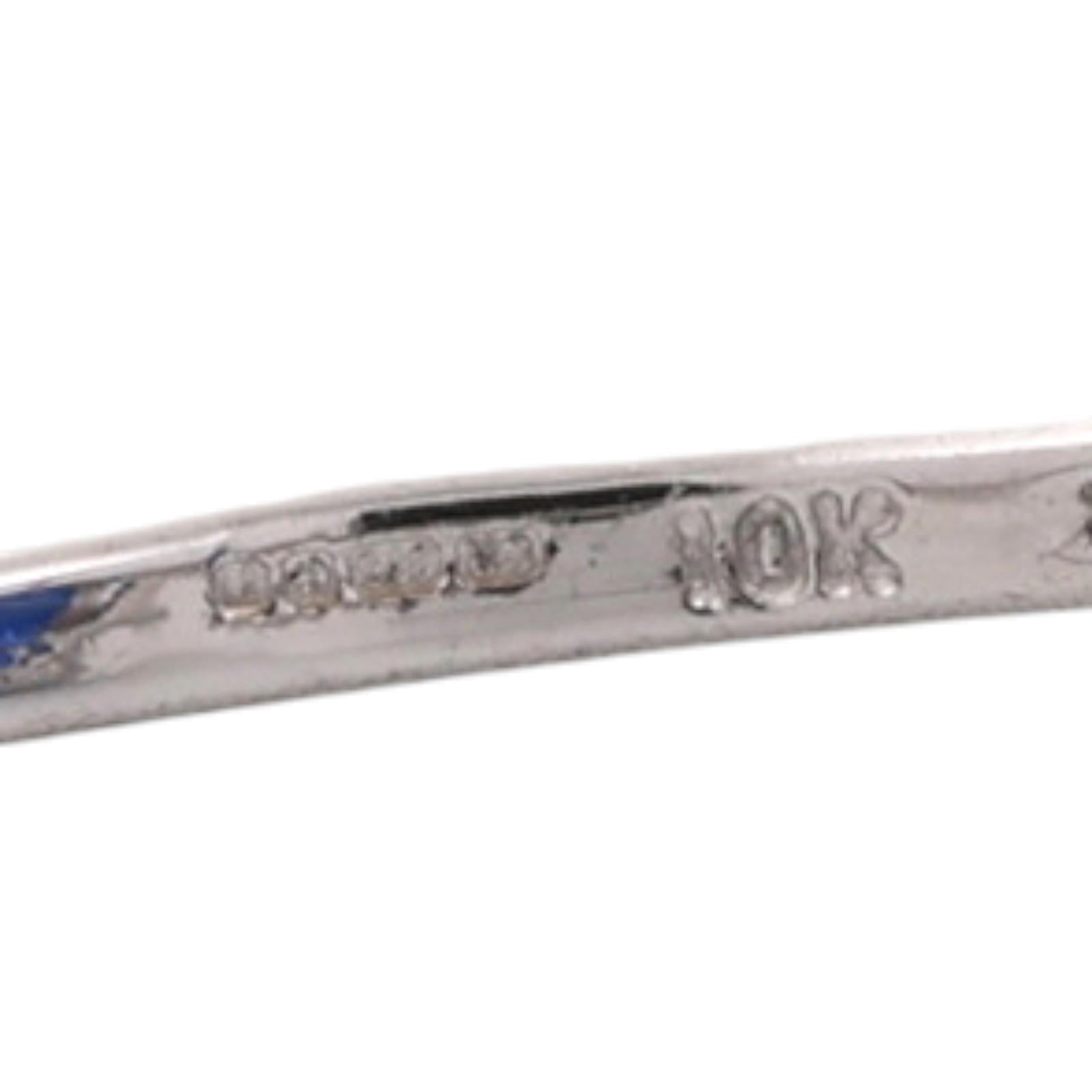 10K White Gold 2.50 CT Lab Grown Blue Sapphire White Topaz Ring Size 8.25