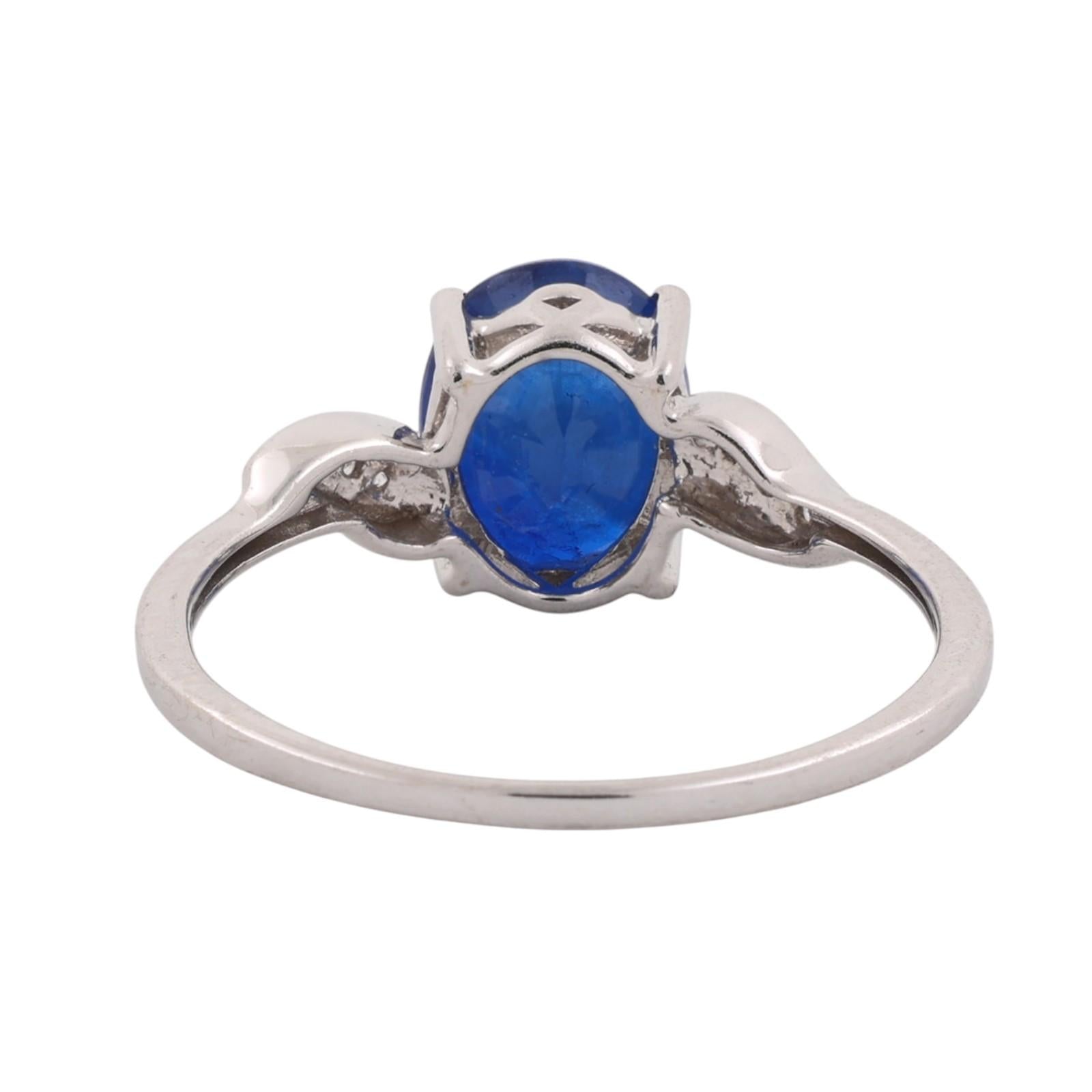 10K White Gold 2.50 CT Lab Grown Blue Sapphire White Topaz Ring Size 8.25