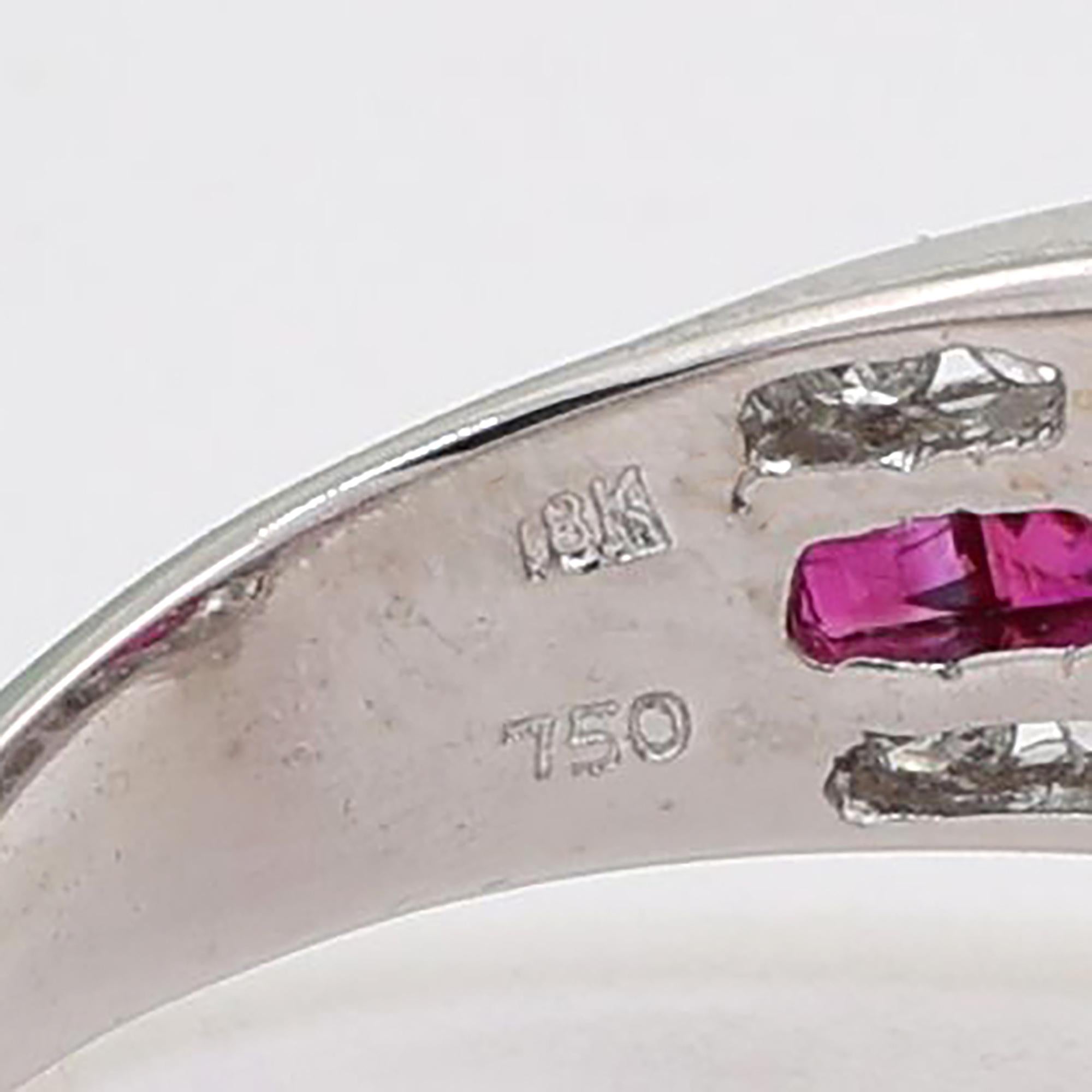 Ruby Diamond Halo Cocktail Ring 18K White Gold 1.37 CTW Size 5 Ladies Estate