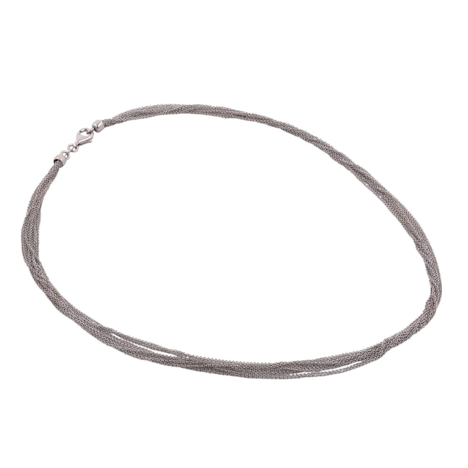 14K White Gold 10-Strand Cable Link Chain Necklace 18" Italy Estate