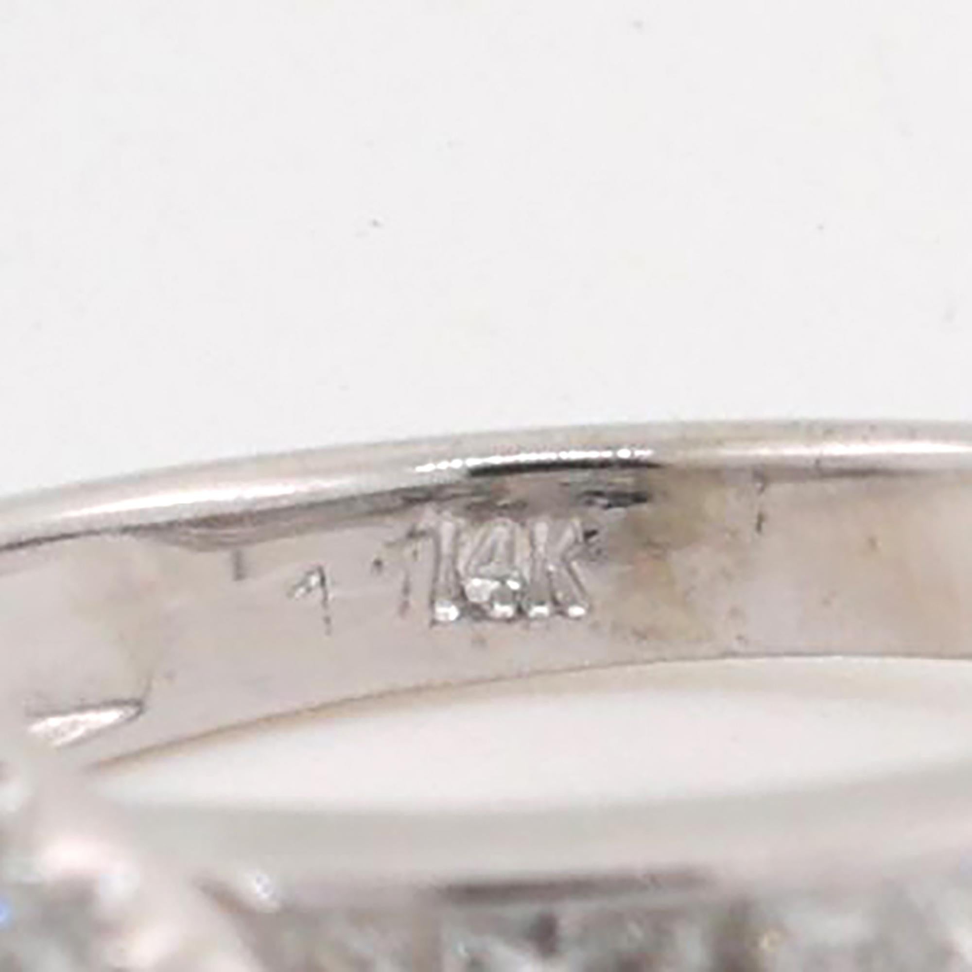 0.55 TW Diamond Band Ring  With Swirl Overlay 14K White Gold Size 4.5 Estate