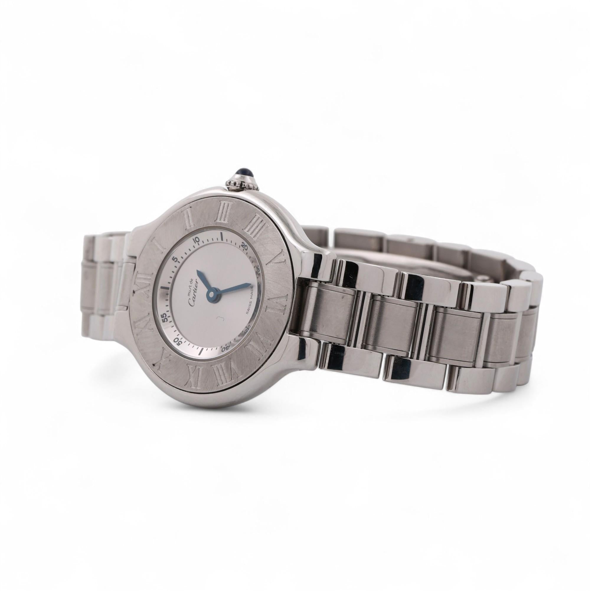 Cartier Must de Cartier 21 Quartz Ladies Wristwatch Stainless Steel 6.5"