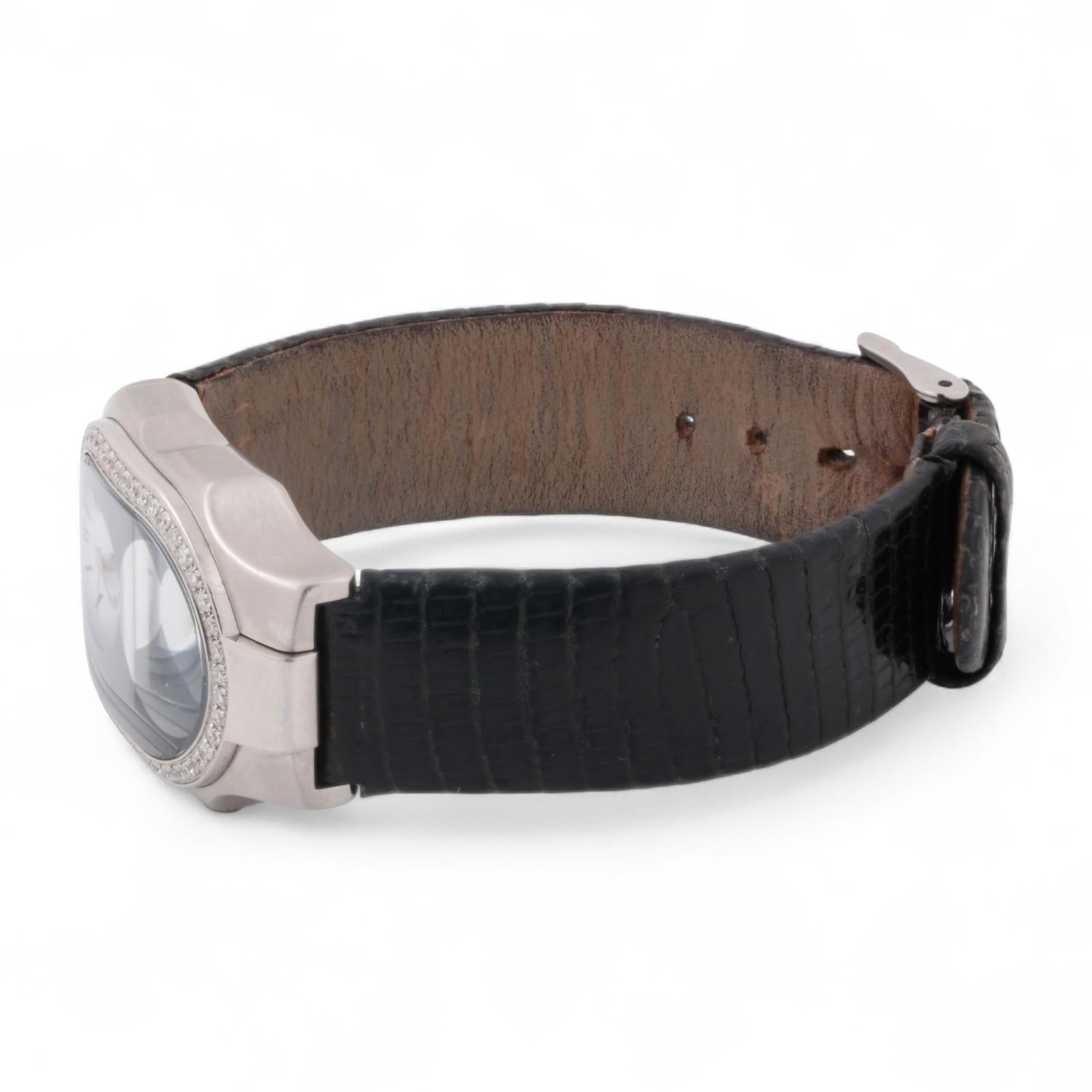 Philip Stein Teslar Dual Time Zone Watch Stainless Steel 0.72 TW Diamonds Estate