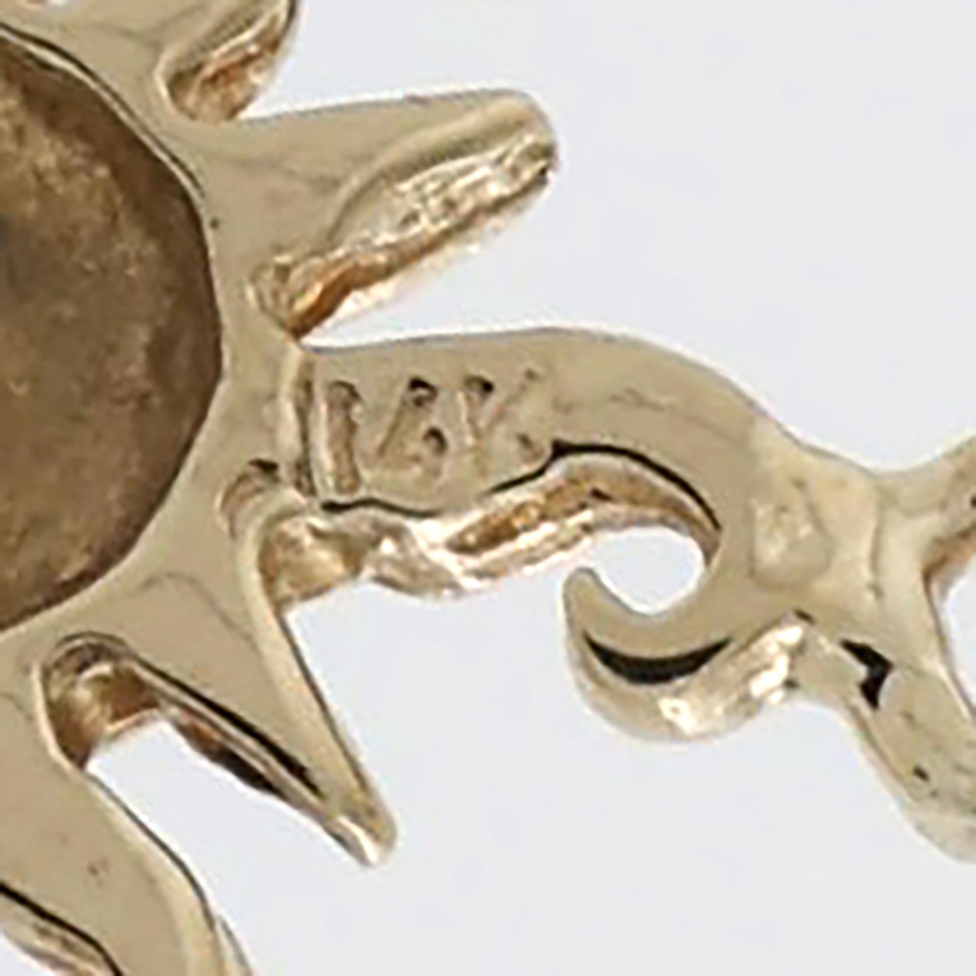 Sun Charm Band Ring 14K Yellow Gold Size 7.75