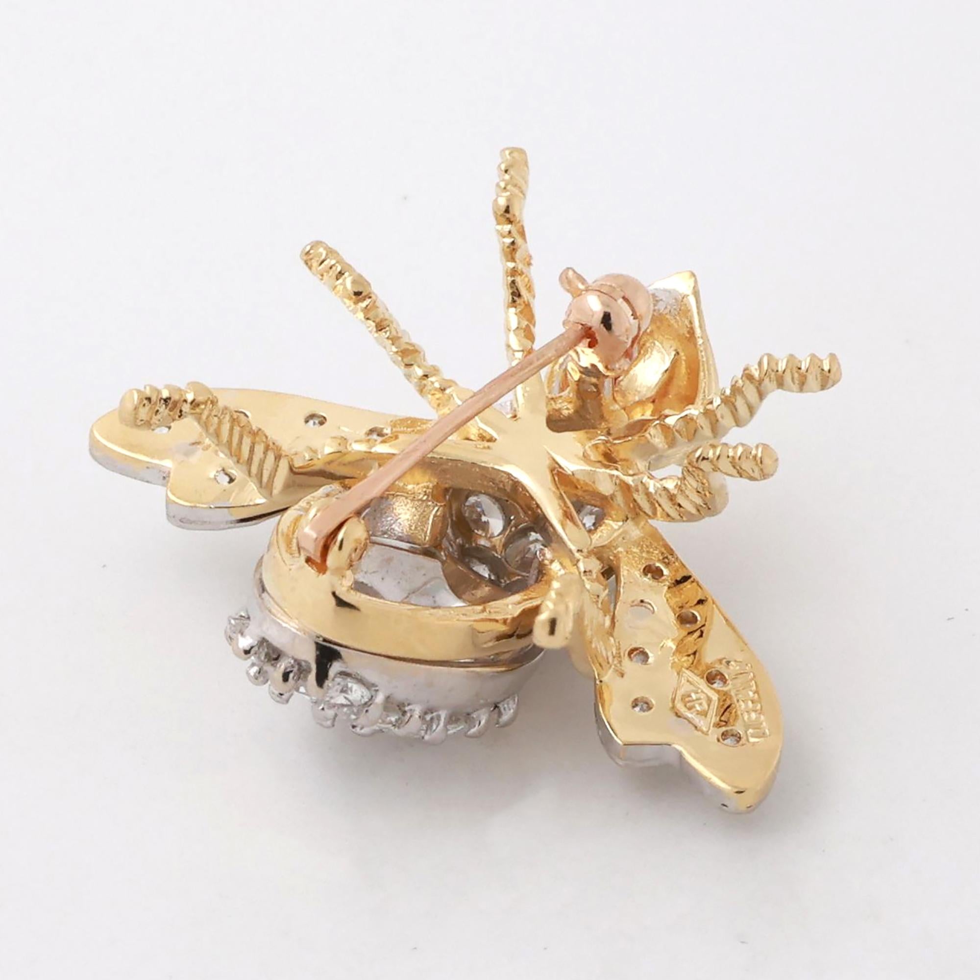 Tiffany & Co. HERBERT ROSENTHAL Bee Brooch 18K Gold 2.02 TW Diamonds Rubies 1"