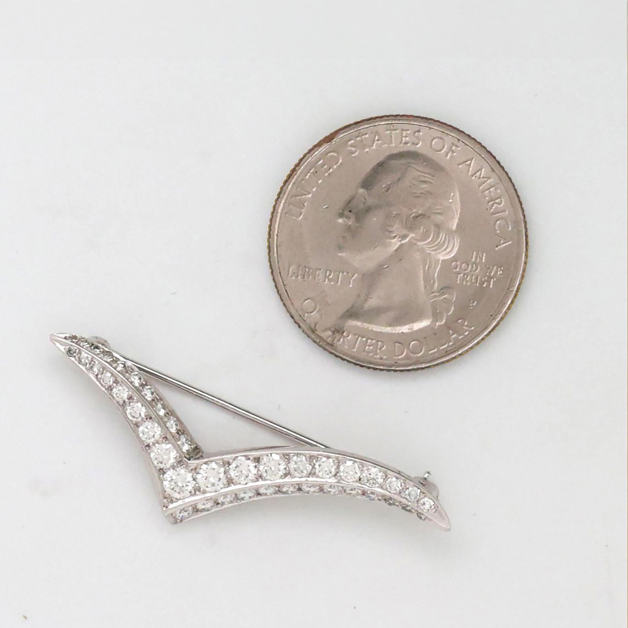 Tiffany & Co. Platinum Diamond Seagull Brooch 1.20 TW 1.60" Vintage