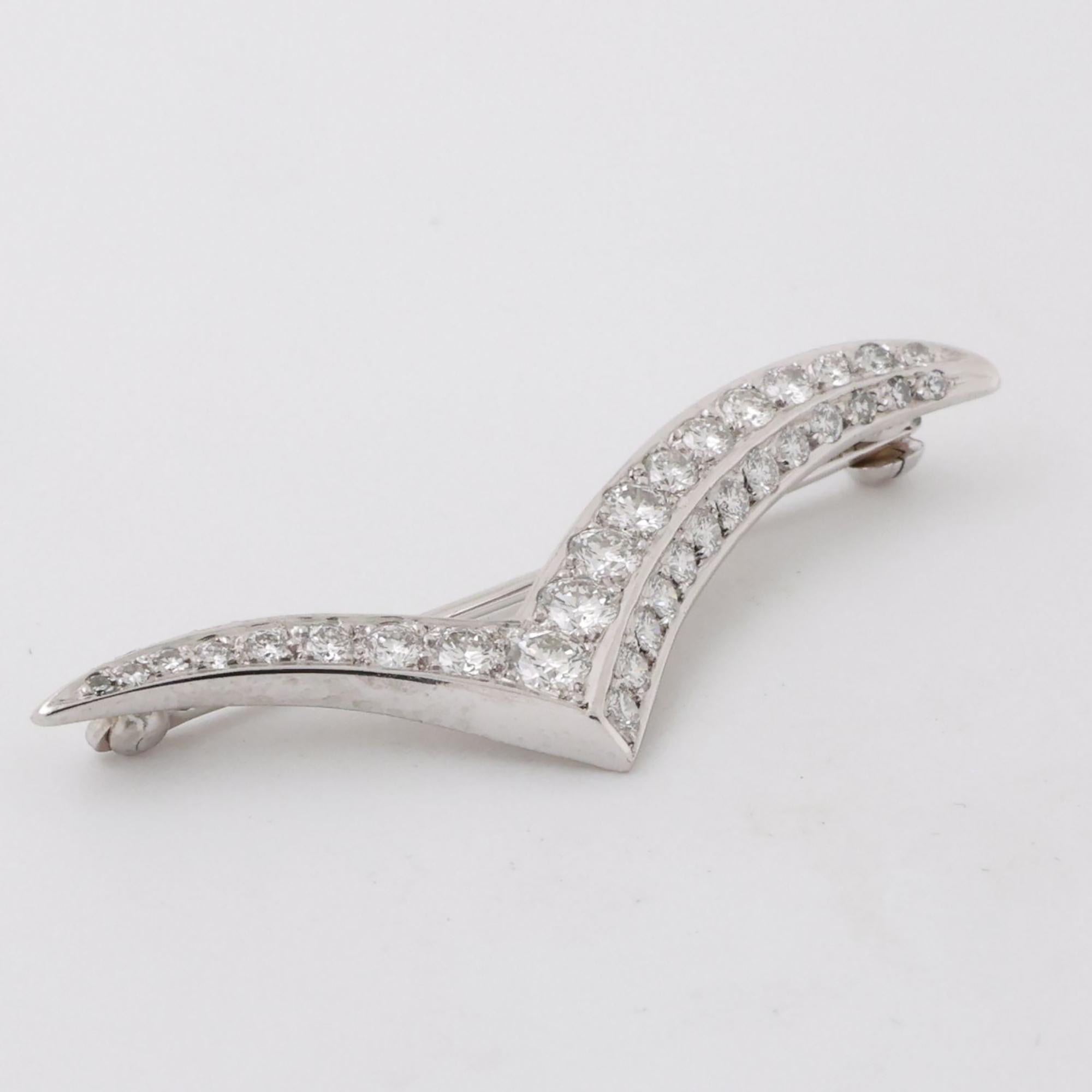 Tiffany & Co. Platinum Diamond Seagull Brooch 1.20 TW 1.60" Vintage