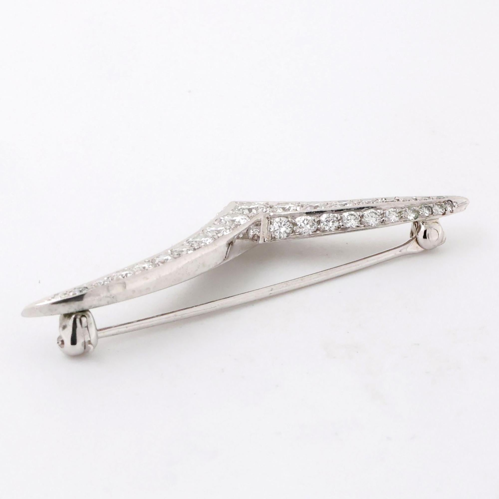 Tiffany & Co. Platinum Diamond Seagull Brooch 1.20 TW 1.60" Vintage