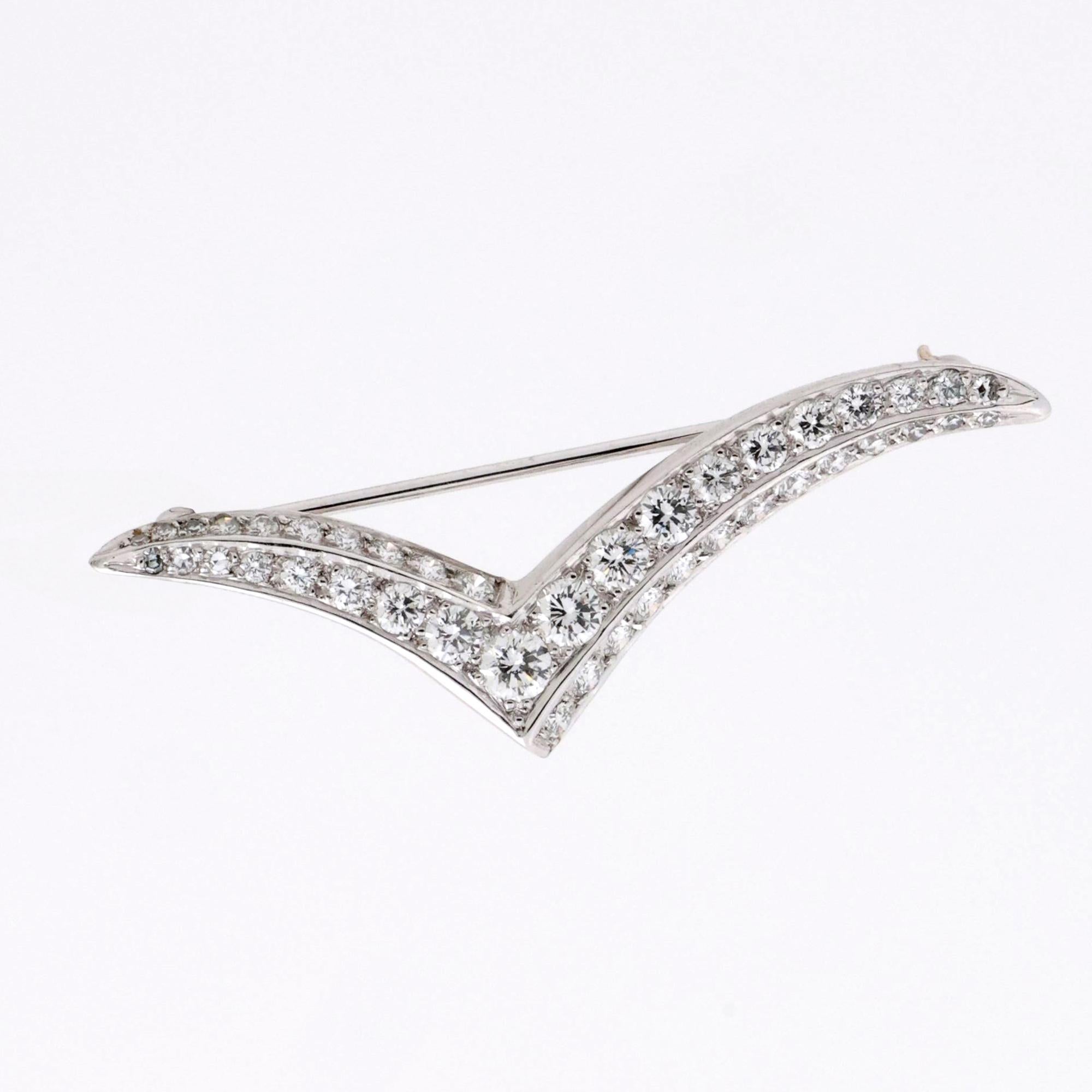Tiffany & Co. Platinum Diamond Seagull Brooch 1.20 TW 1.60" Vintage